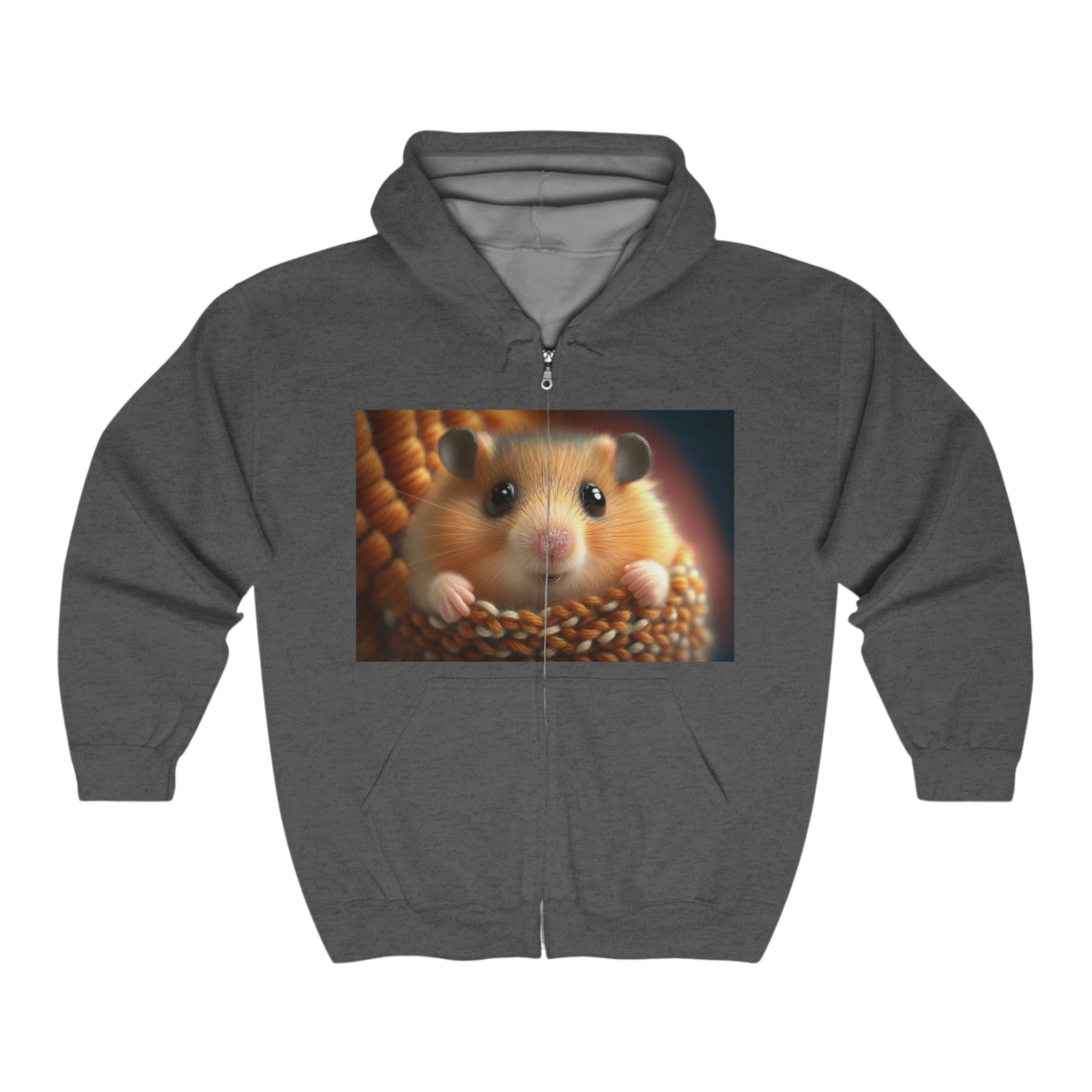 Unisex Heavy Blend™ Full Zip Hooded Sweatshirt - Baby Animals - Hamster