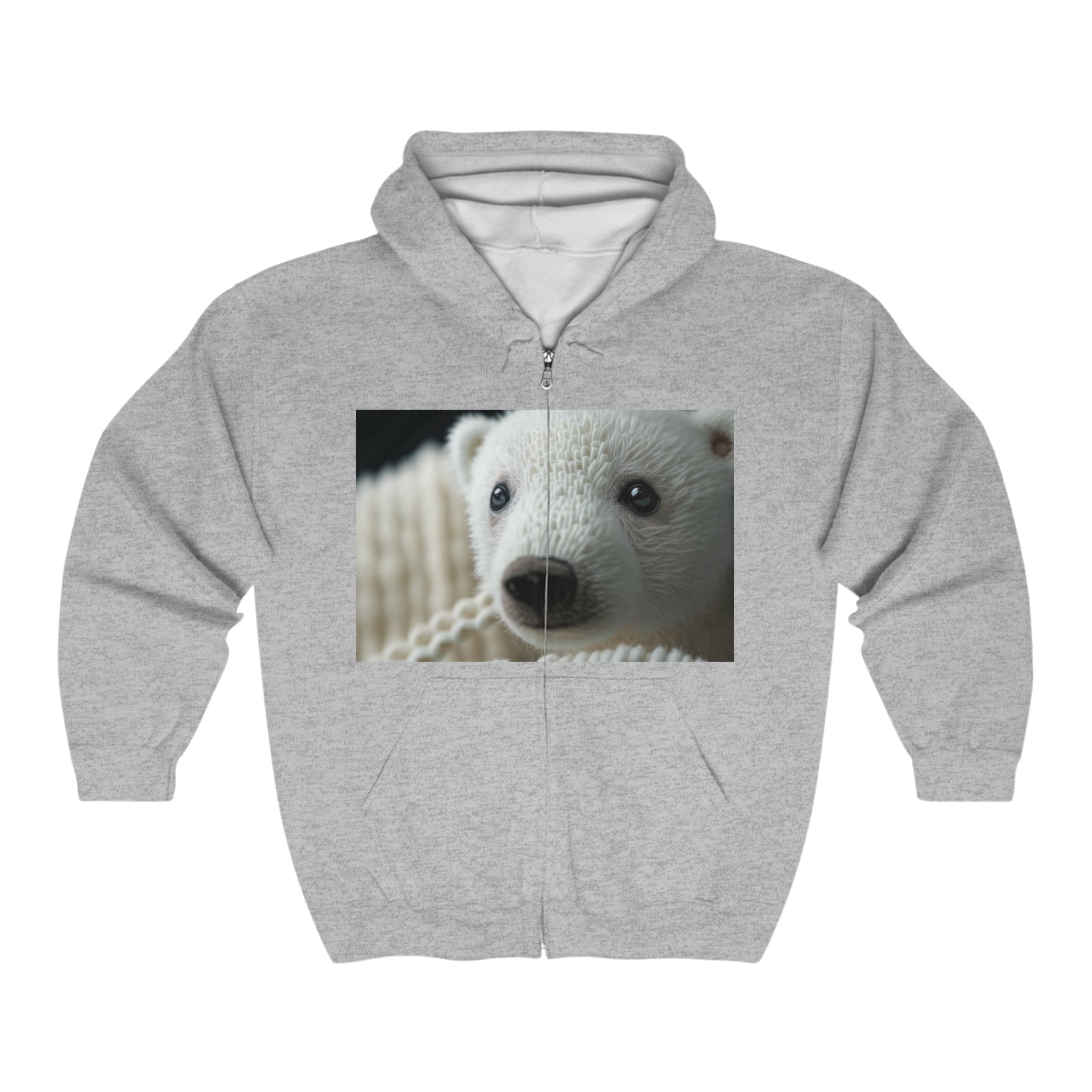 Unisex Heavy Blend™ Full Zip Hooded Sweatshirt - Baby Animals - Polar Bear