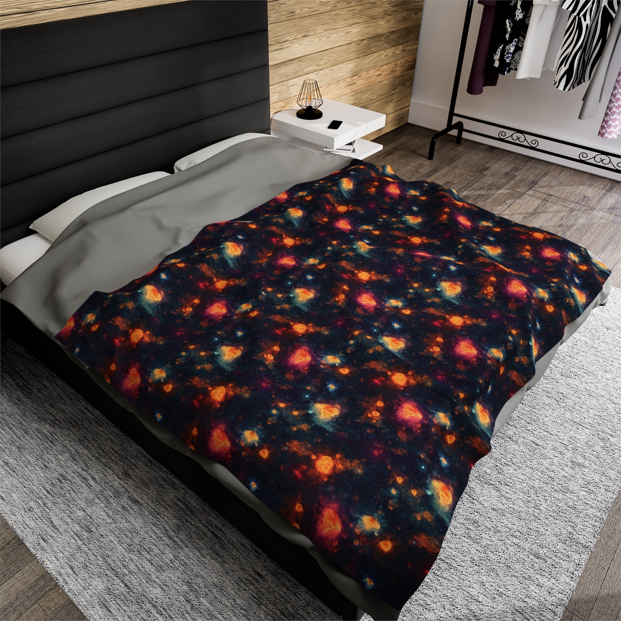 Velveteen Plush Blanket (AOP) - Fantasy Galaxies 07