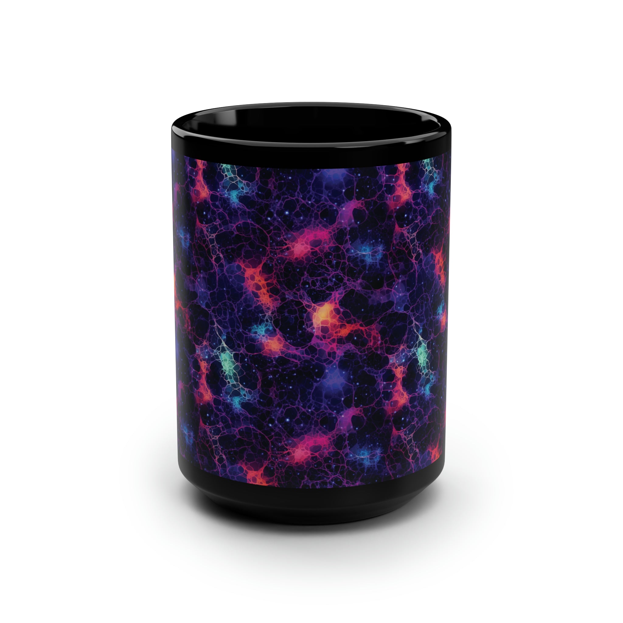 Black Mug, 15oz (AOP) - Fantasy Galaxies 08