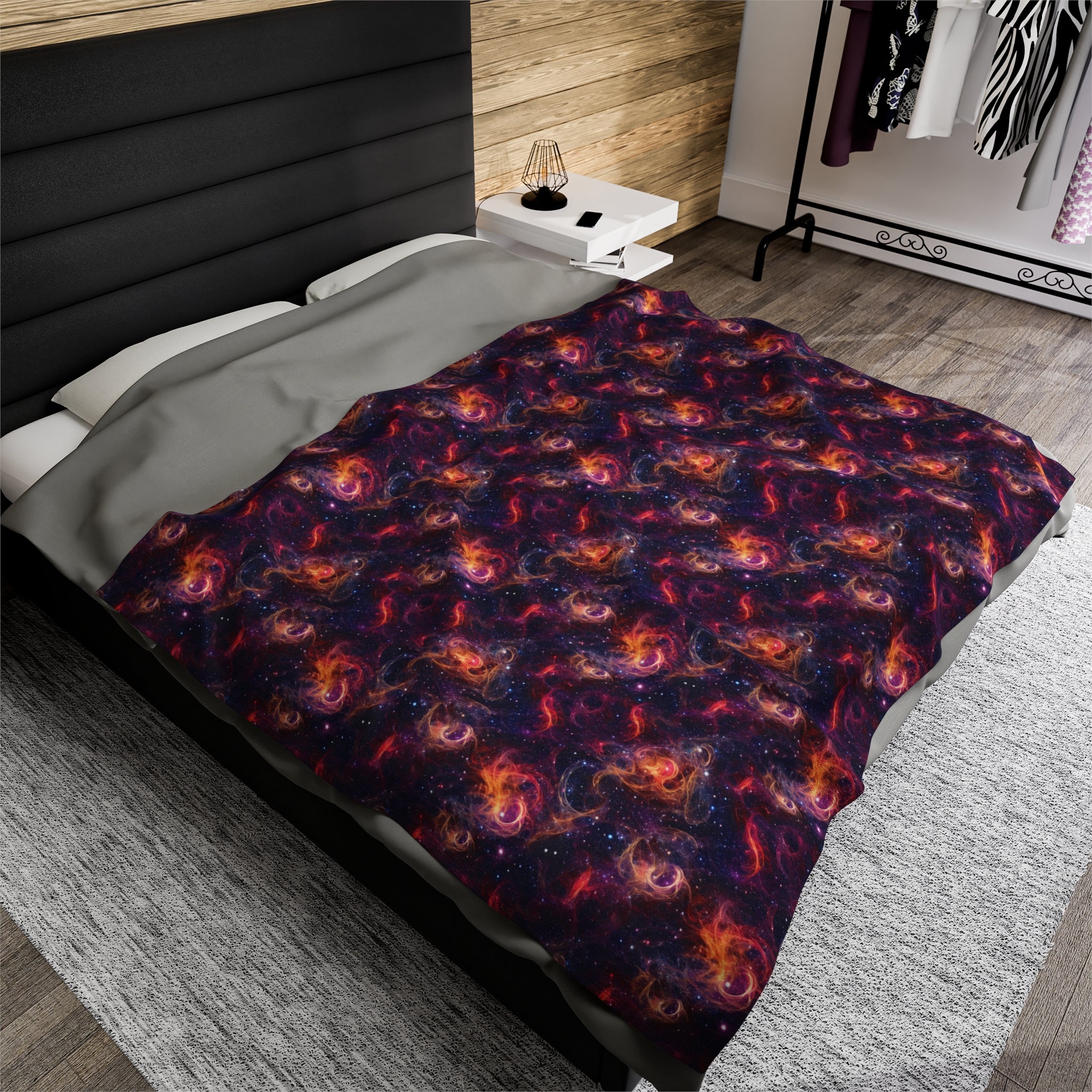 Velveteen Plush Blanket (AOP) - Fantasy Galaxies 01