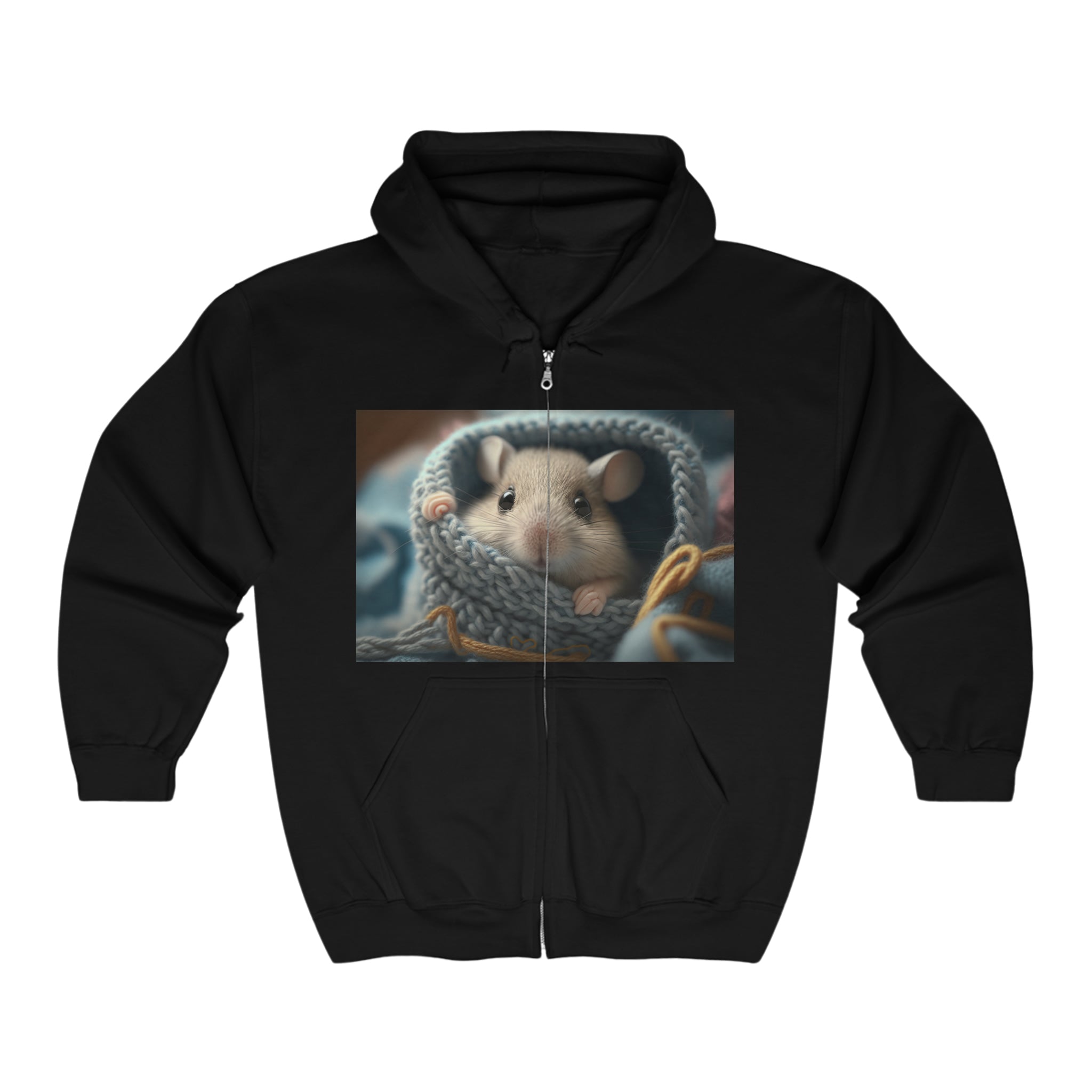 Unisex Heavy Blend™ Full Zip Hooded Sweatshirt - Baby Animals - Mouse