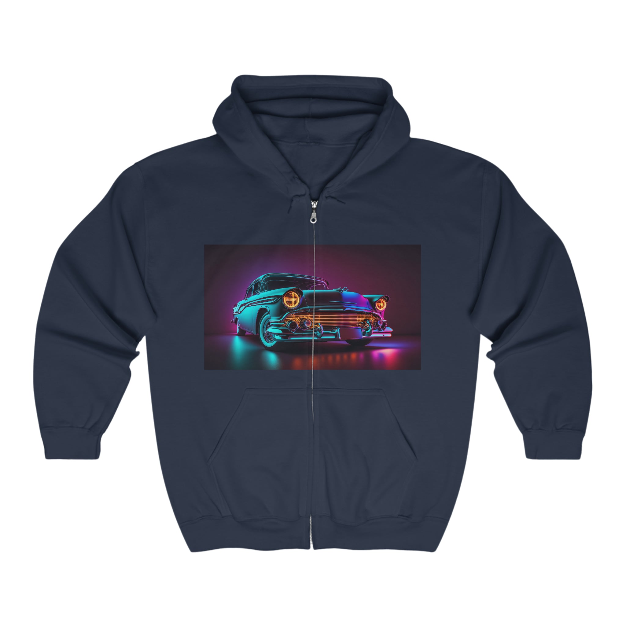 Unisex Heavy Blend™ Full Zip Hooded Sweatshirt - Neon Car 07