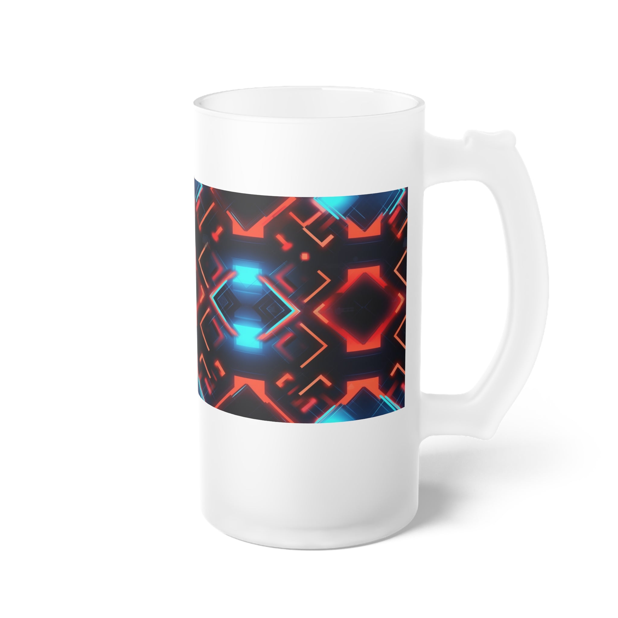 Frosted Glass Beer Mug (AOP) - Seamless Futuristic Designs 07