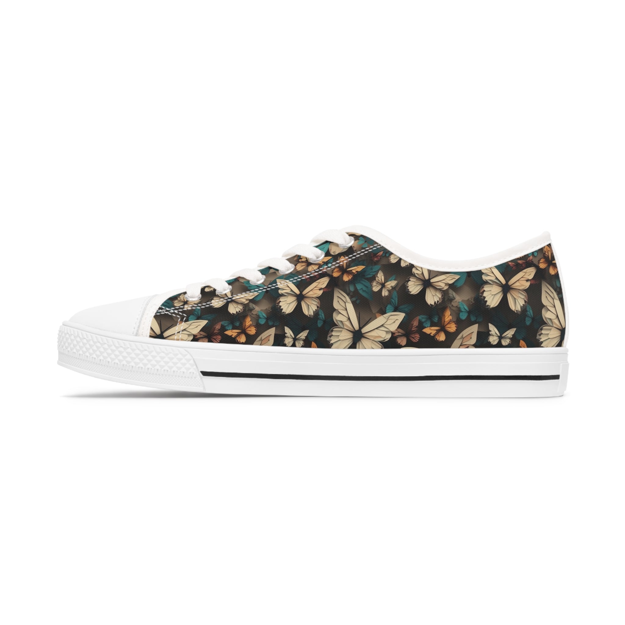 Women's Low Top Sneakers (AOP) - Seamless Butterfly Designs 01