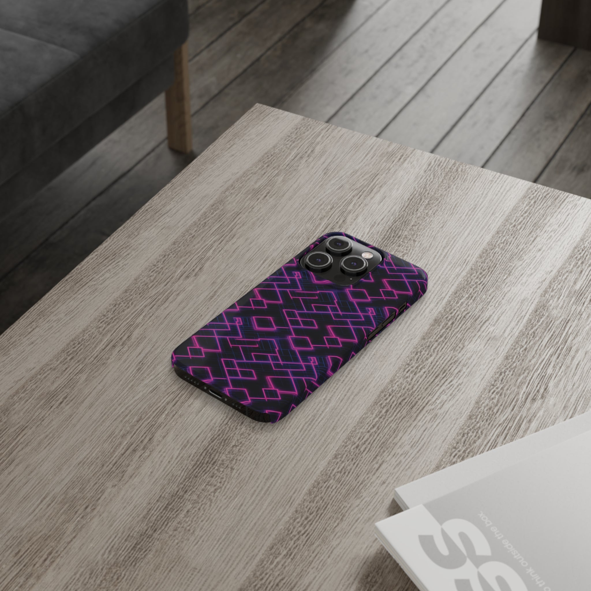 Slim Phone Cases (AOP) - Seamless Synthwave Designs 01