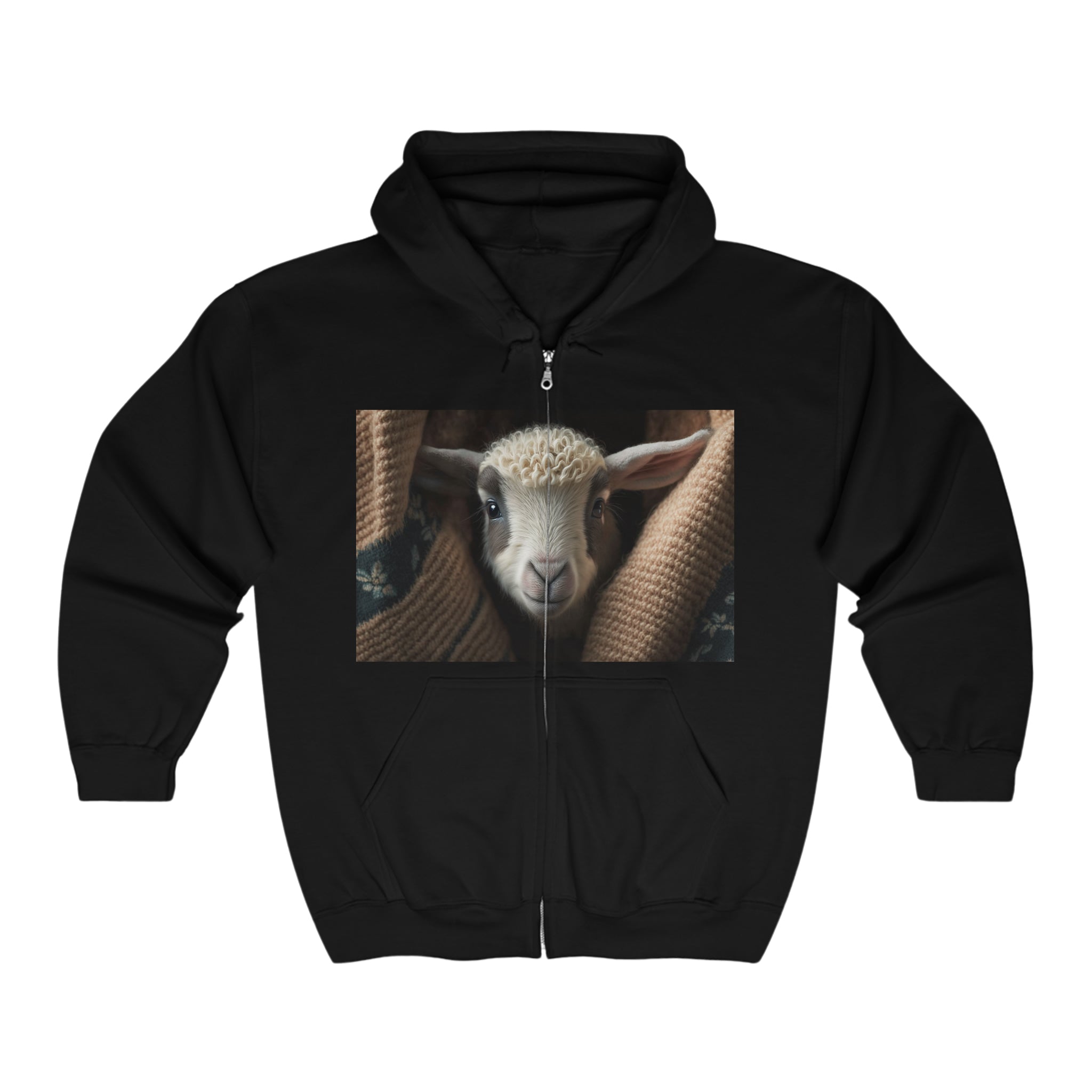 Unisex Heavy Blend™ Full Zip Hooded Sweatshirt - Baby Animals - Goat