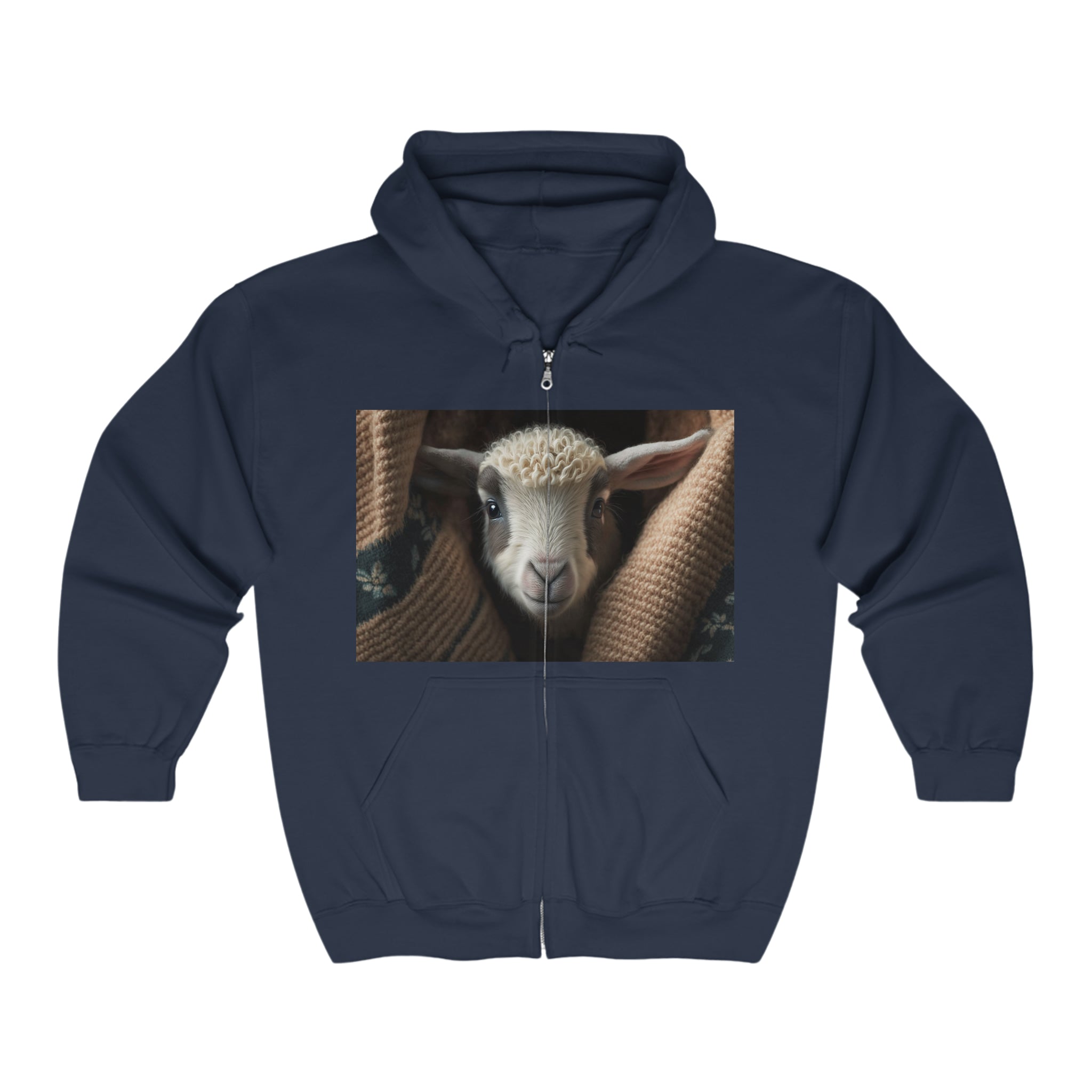 Unisex Heavy Blend™ Full Zip Hooded Sweatshirt - Baby Animals - Goat