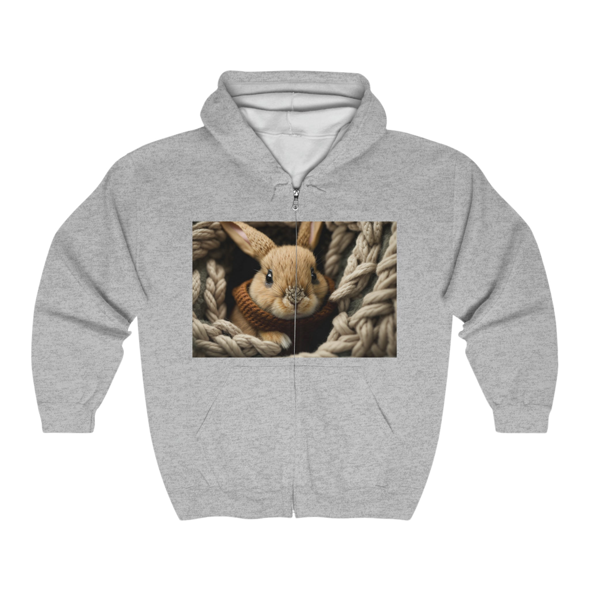 Unisex Heavy Blend™ Full Zip Hooded Sweatshirt - Baby Animals - Rabbit