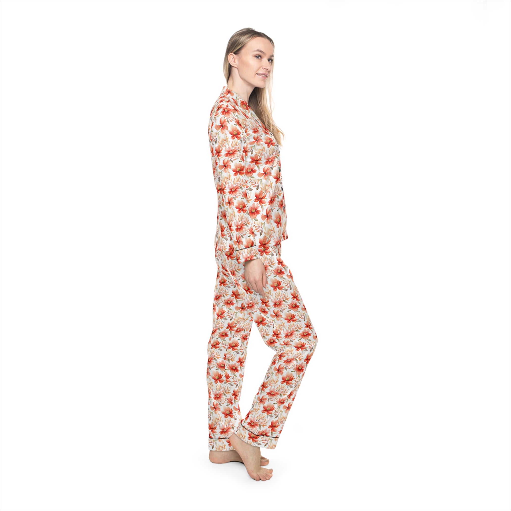 Women's Satin Pajamas (AOP) - Floral Prints 02