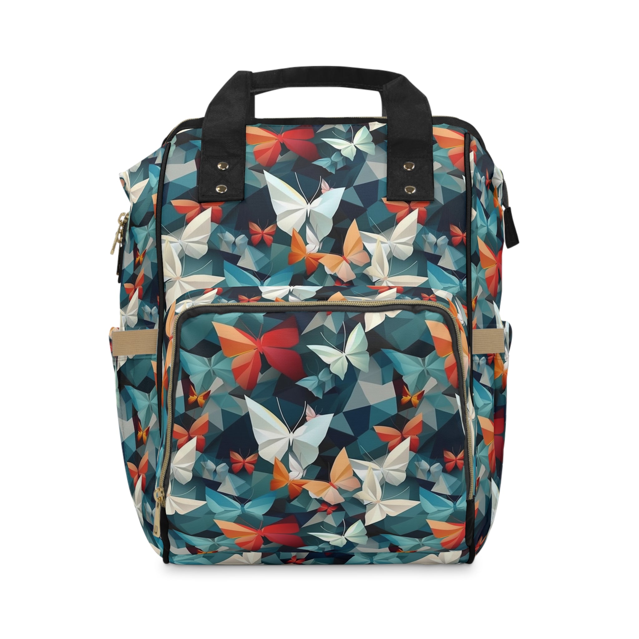 Multifunctional Diaper Backpack (AOP) - Seamless Butterflies Design 09