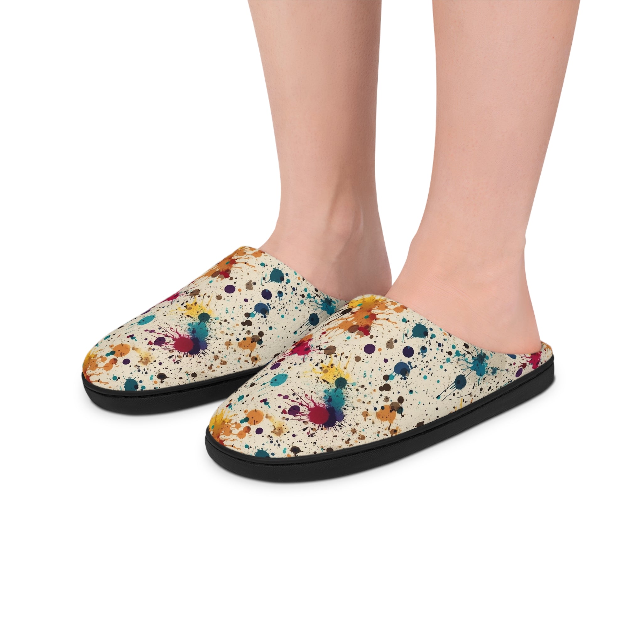 Men's Indoor Slippers (AOP) - Seamless Color Splatter Design 06
