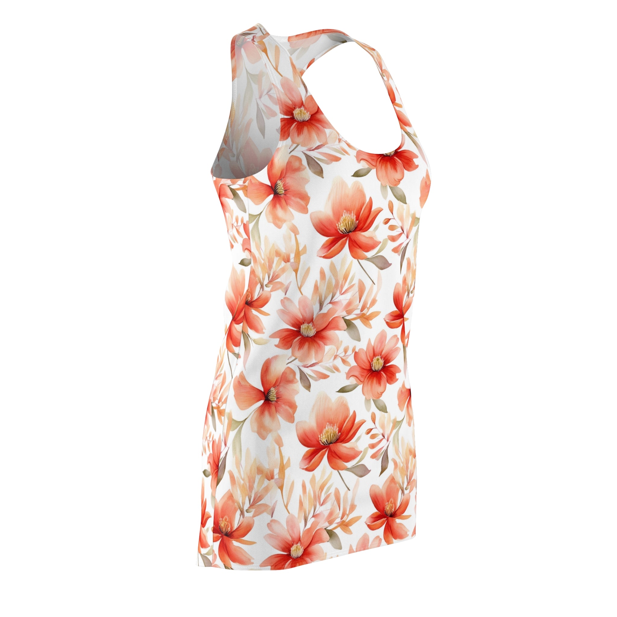Women's Cut & Sew Racerback Dress (AOP) - Seamless Flower Watercolor Designs 03