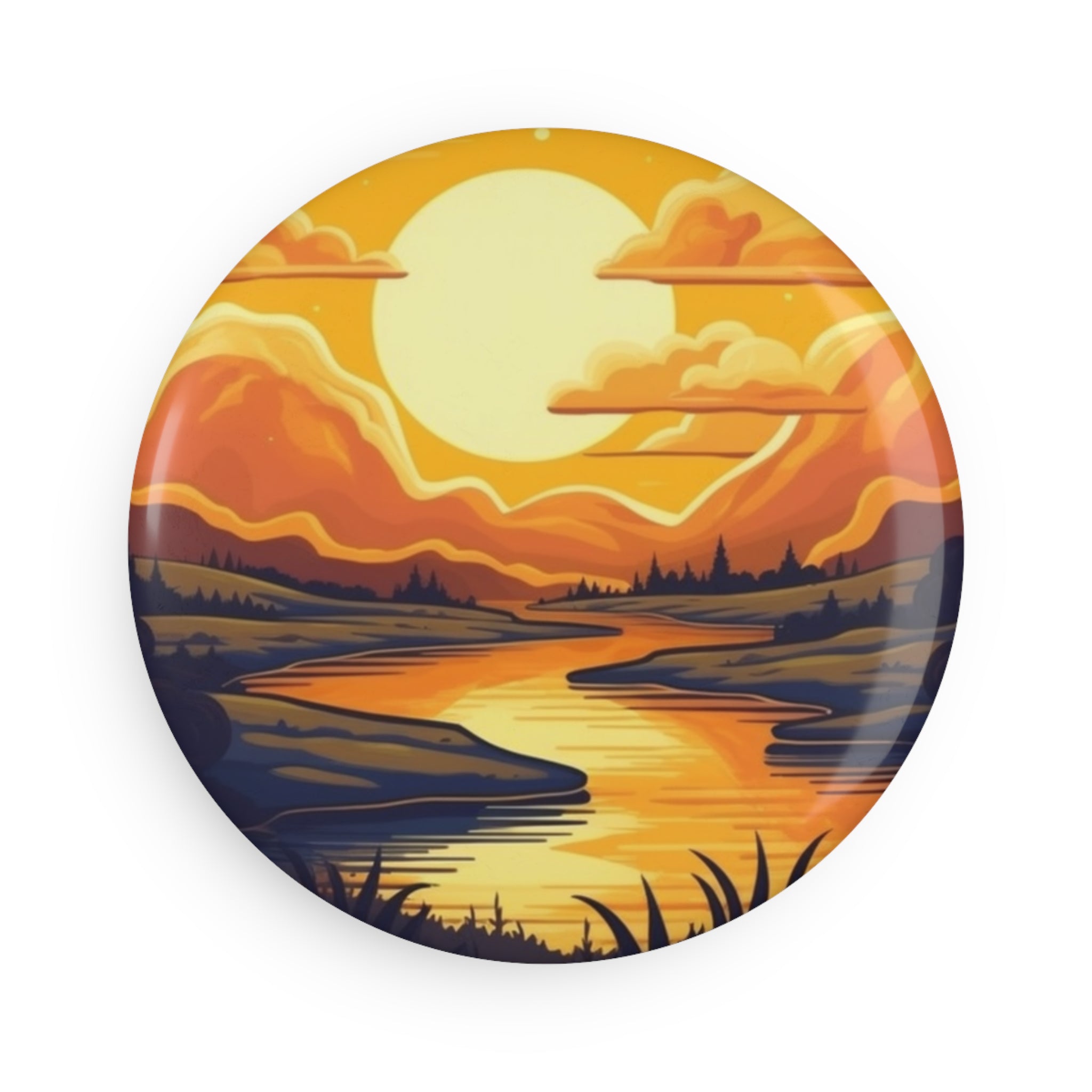 Button Magnet, Round (1 & 10 pcs) - Sunsets 04