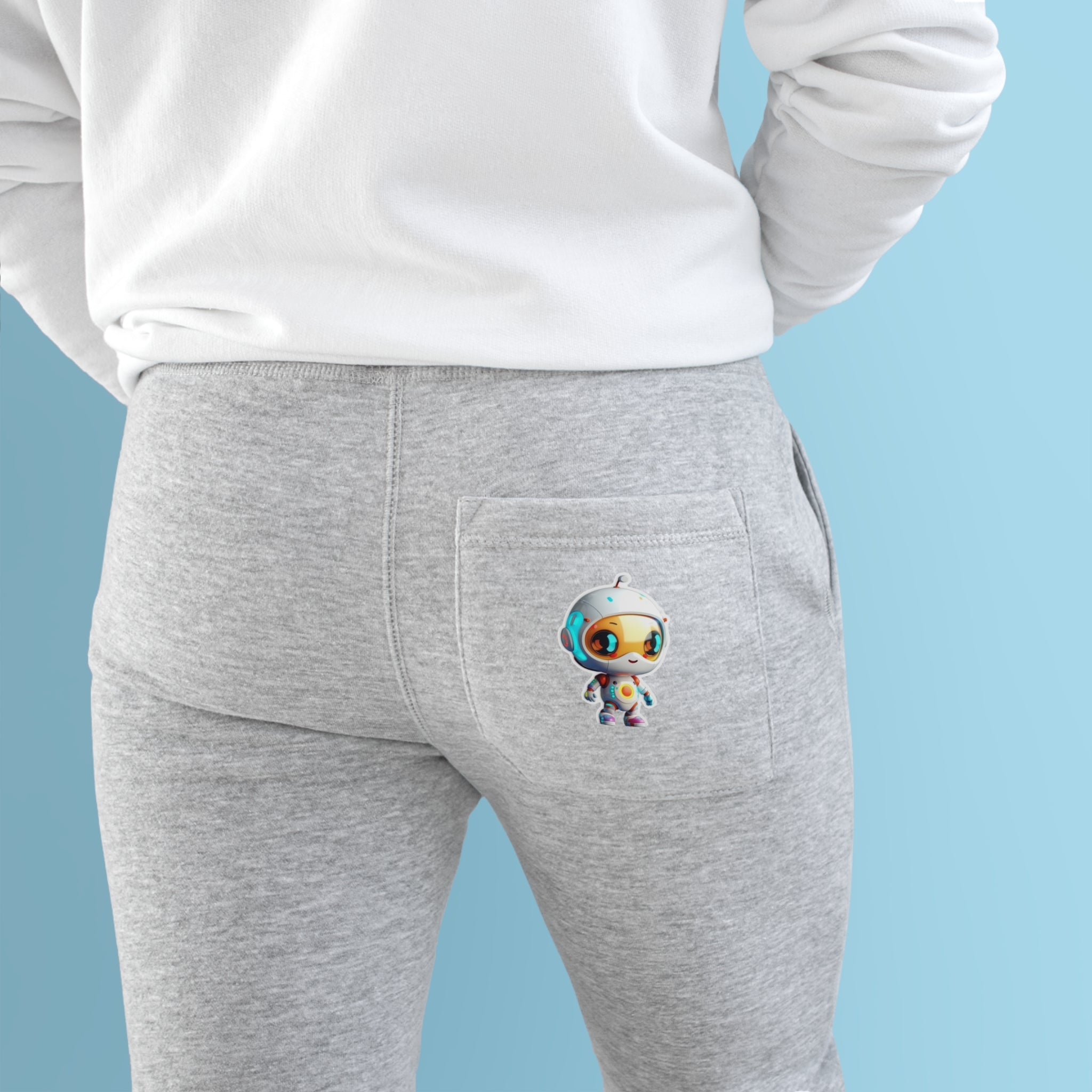 Premium Fleece Joggers - Robot Pop Art Design, Glow