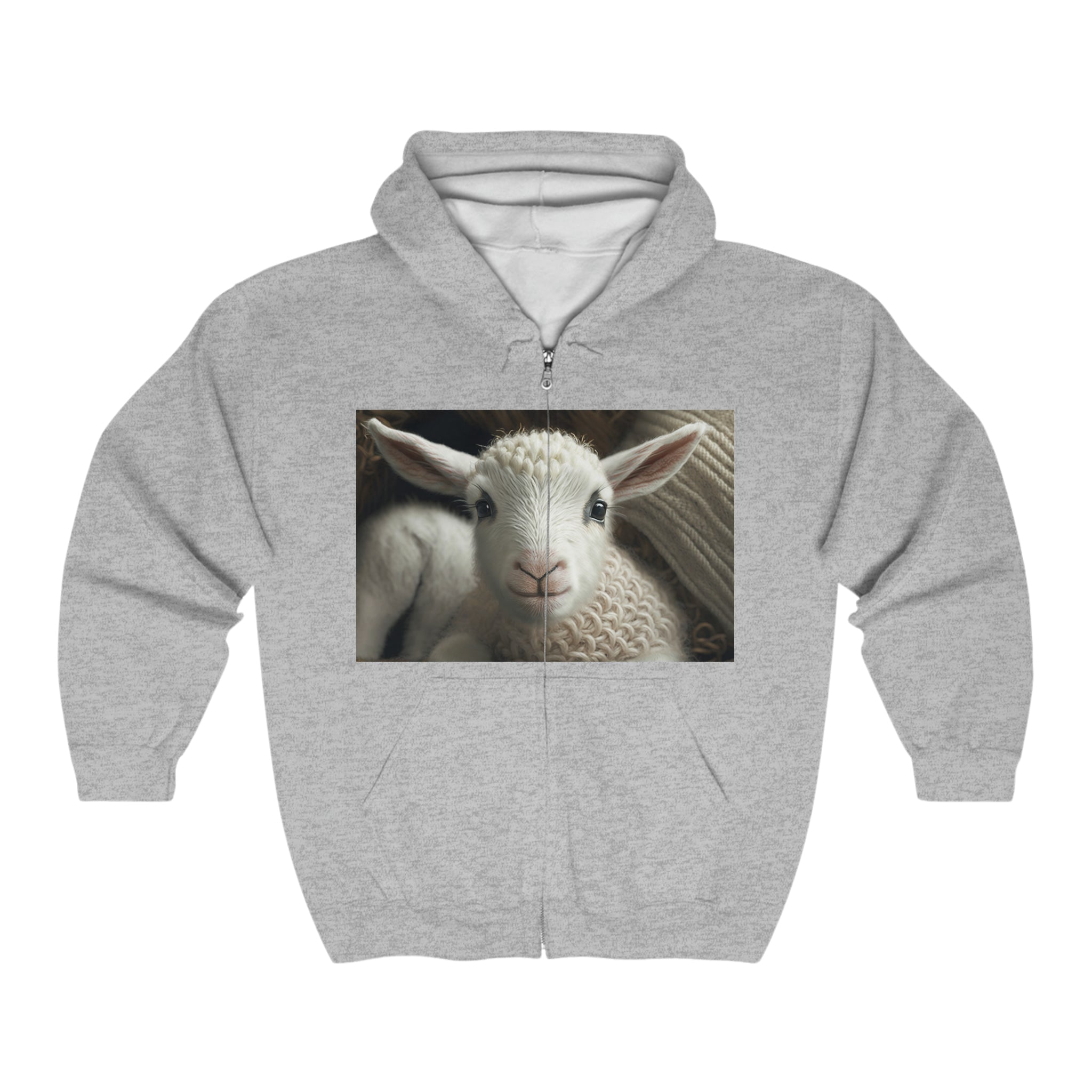 Unisex Heavy Blend™ Full Zip Hooded Sweatshirt - Baby Animals - Sheep