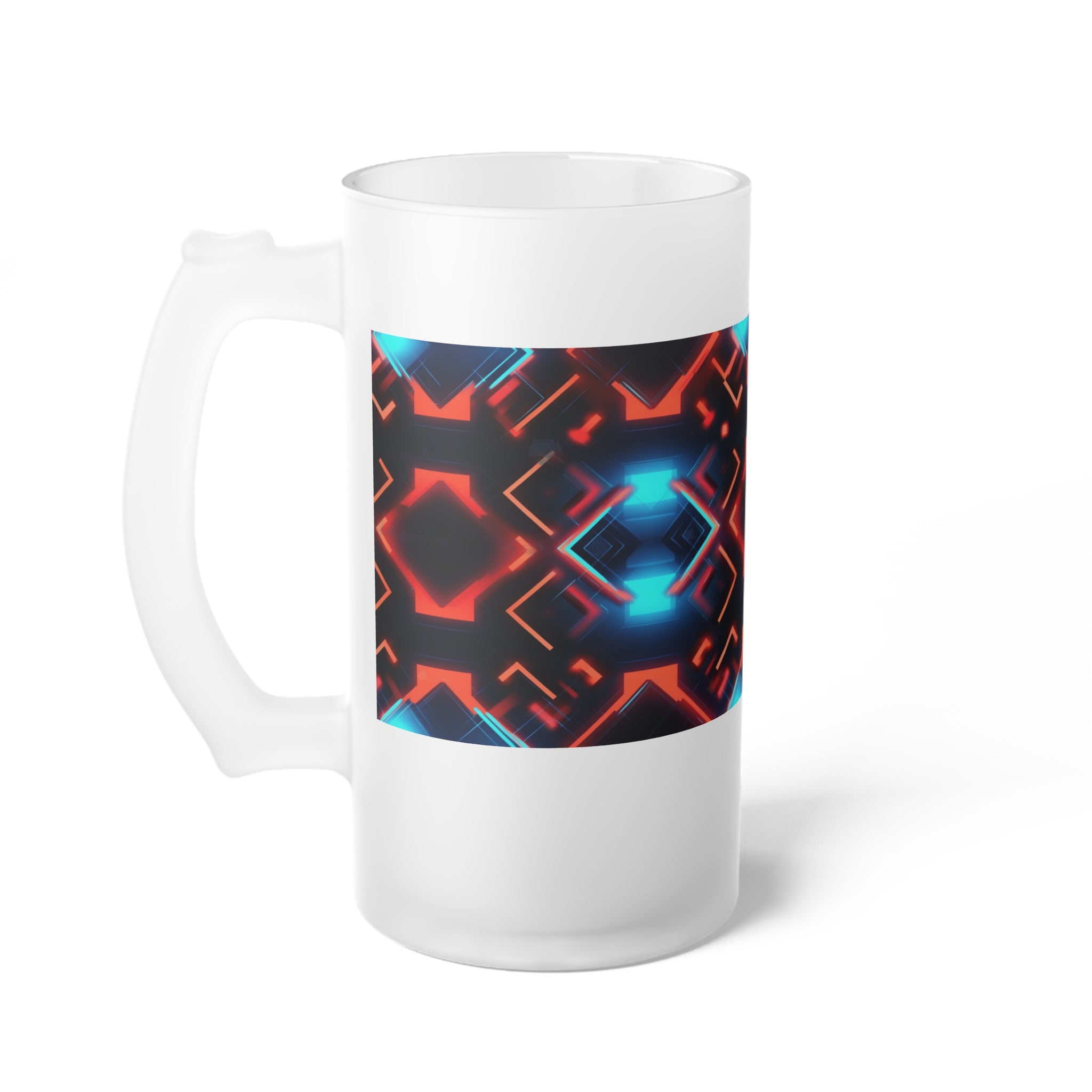 Frosted Glass Beer Mug (AOP) - Seamless Futuristic Designs 07