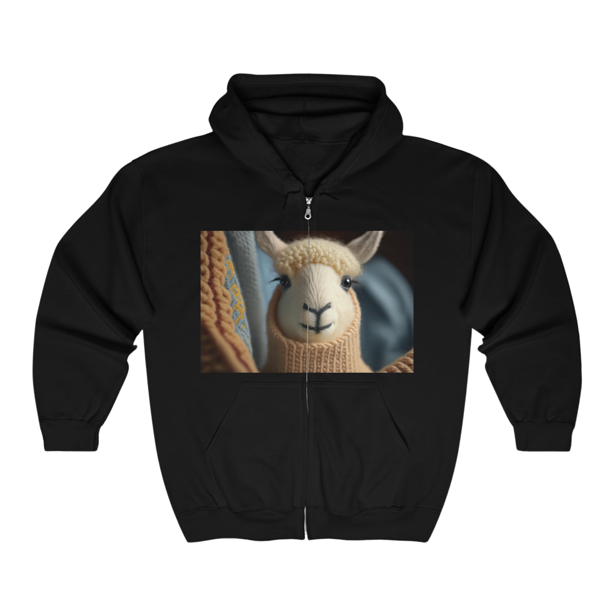 Unisex Heavy Blend™ Full Zip Hooded Sweatshirt - Baby Animals - Llama