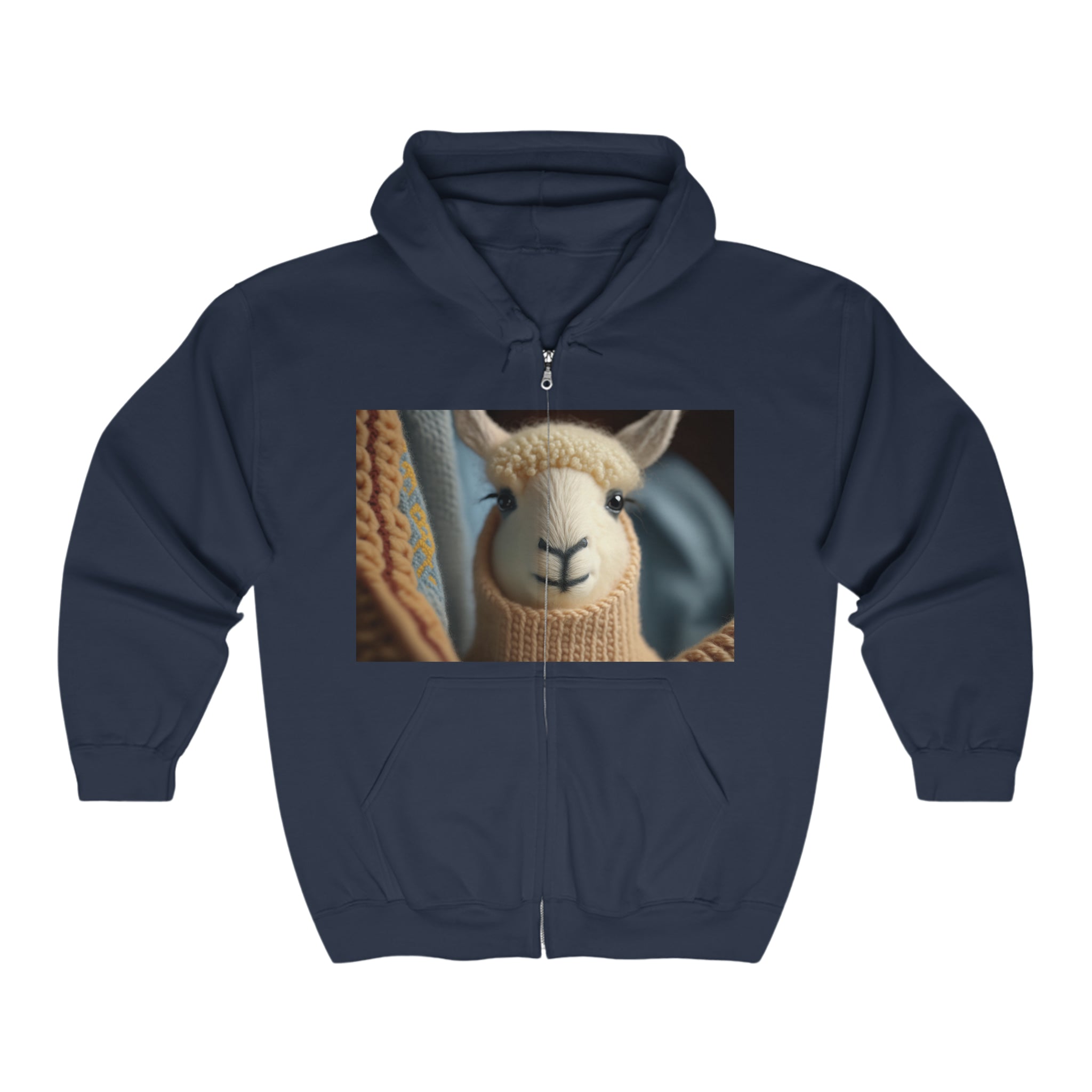 Unisex Heavy Blend™ Full Zip Hooded Sweatshirt - Baby Animals - Llama