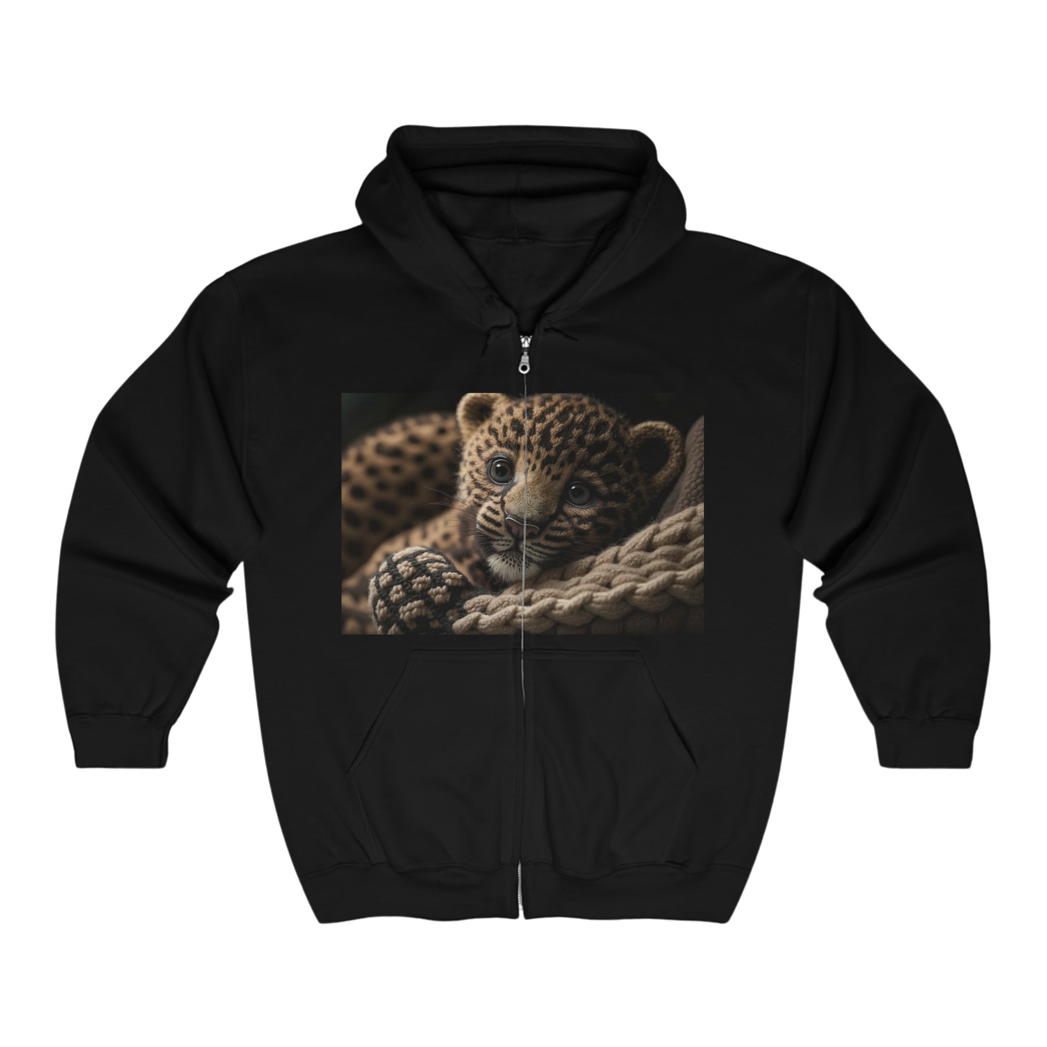 Unisex Heavy Blend™ Full Zip Hooded Sweatshirt - Baby Animals - Jaguar