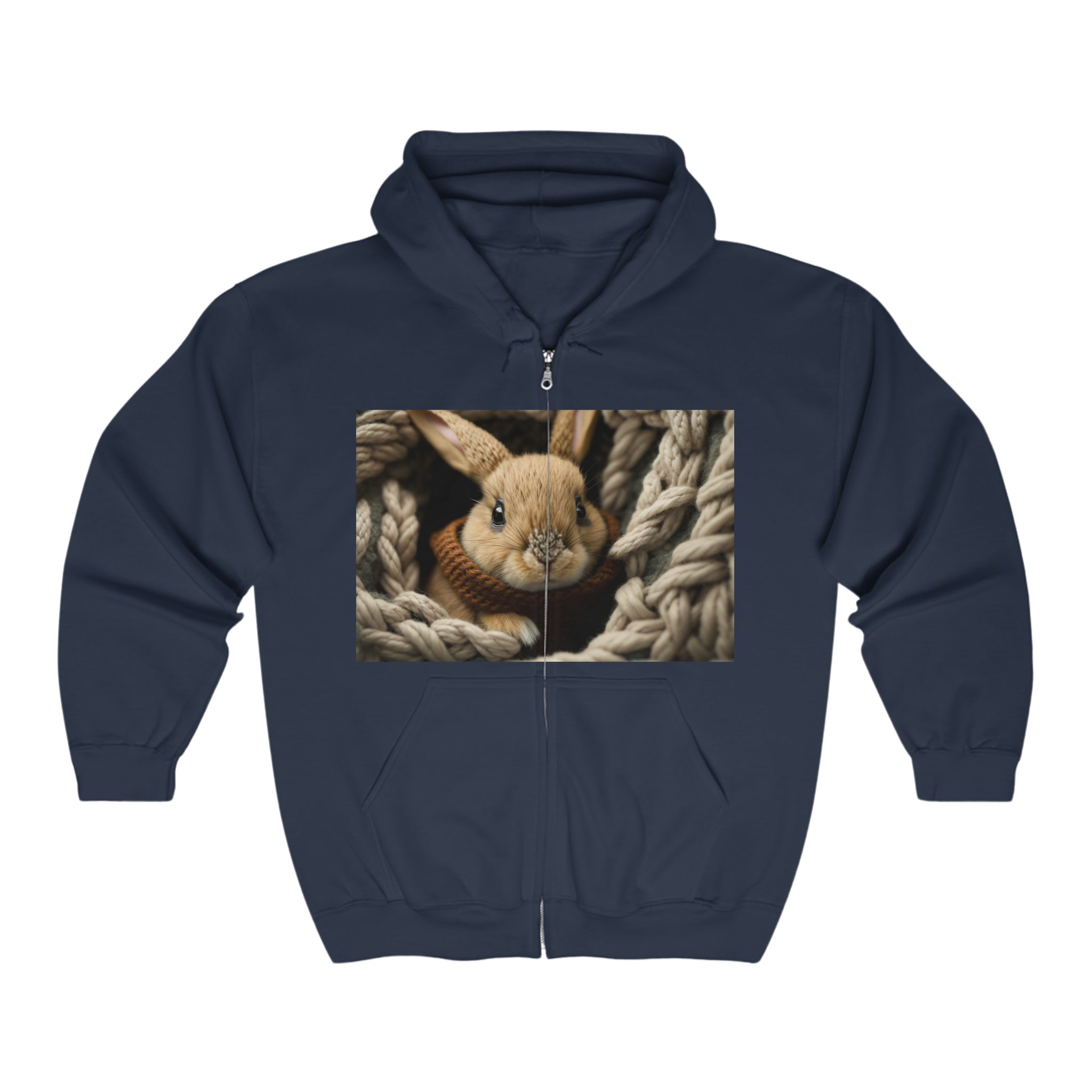 Unisex Heavy Blend™ Full Zip Hooded Sweatshirt - Baby Animals - Rabbit