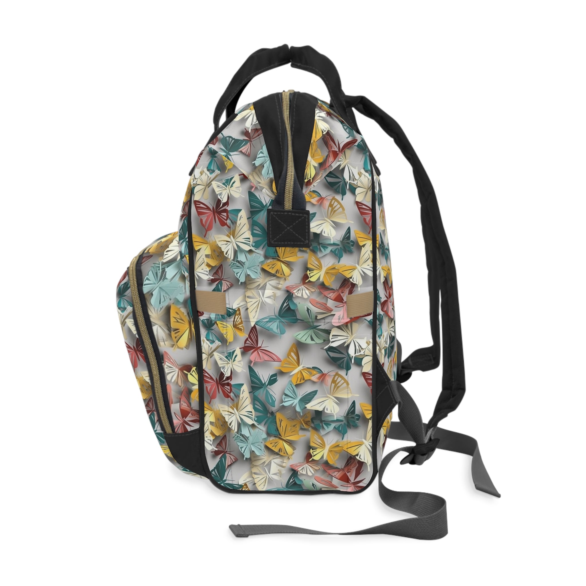 Multifunctional Diaper Backpack (AOP) - Seamless Butterflies Design 02
