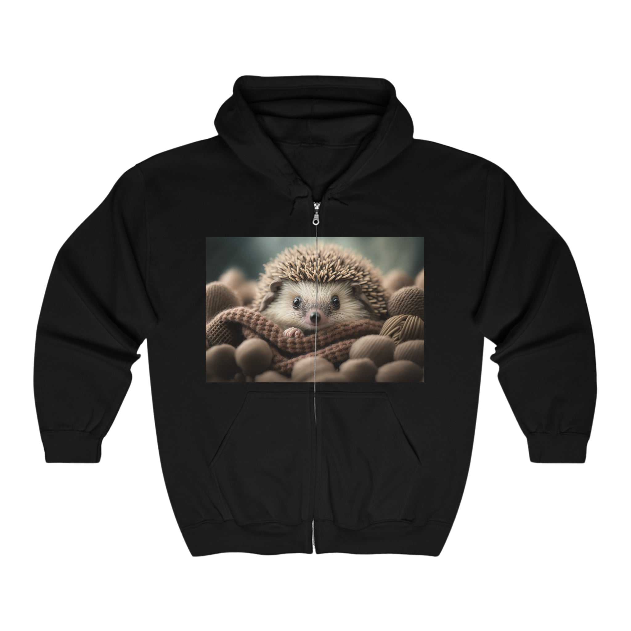Unisex Heavy Blend™ Full Zip Hooded Sweatshirt - Baby Animals - Hedgehog