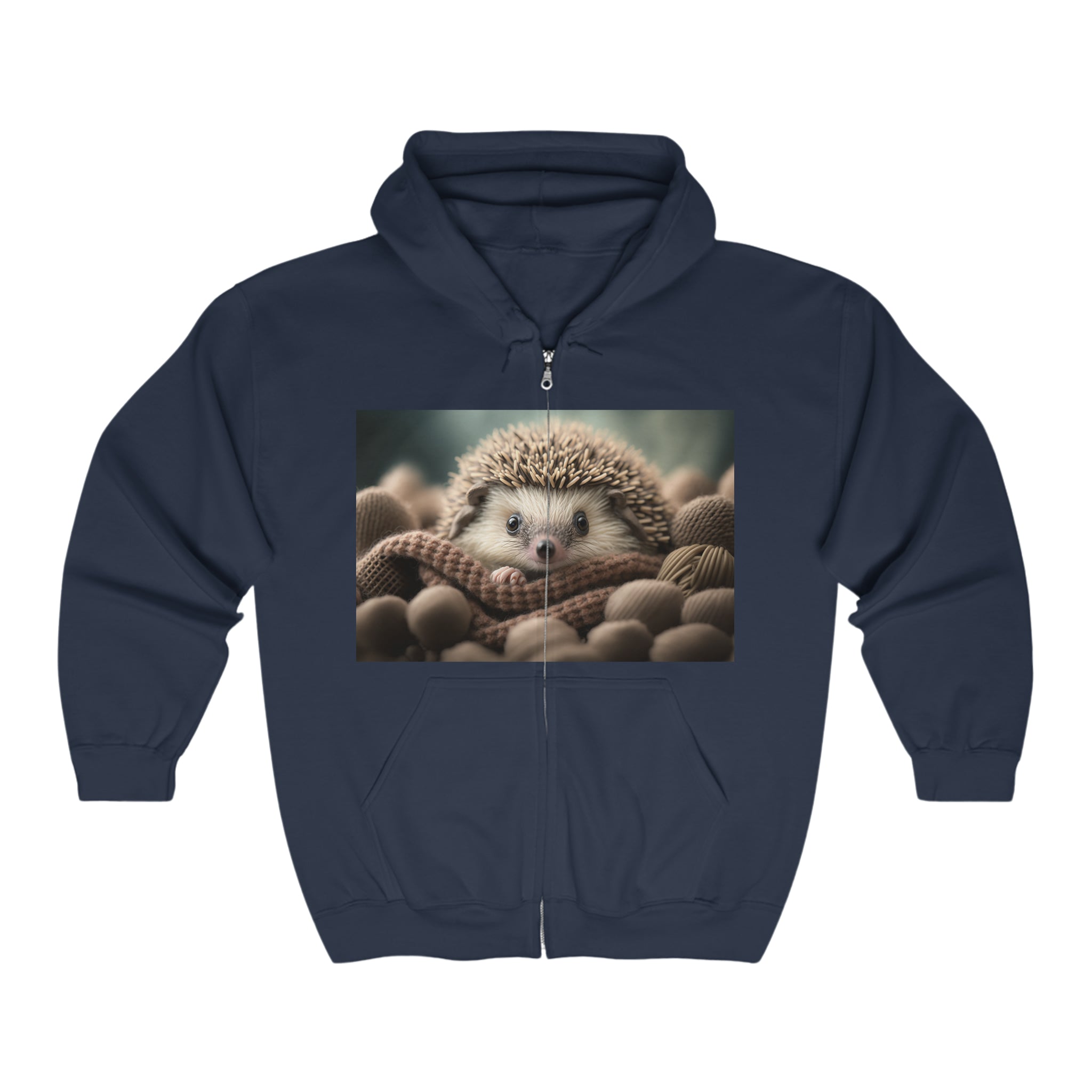 Unisex Heavy Blend™ Full Zip Hooded Sweatshirt - Baby Animals - Hedgehog