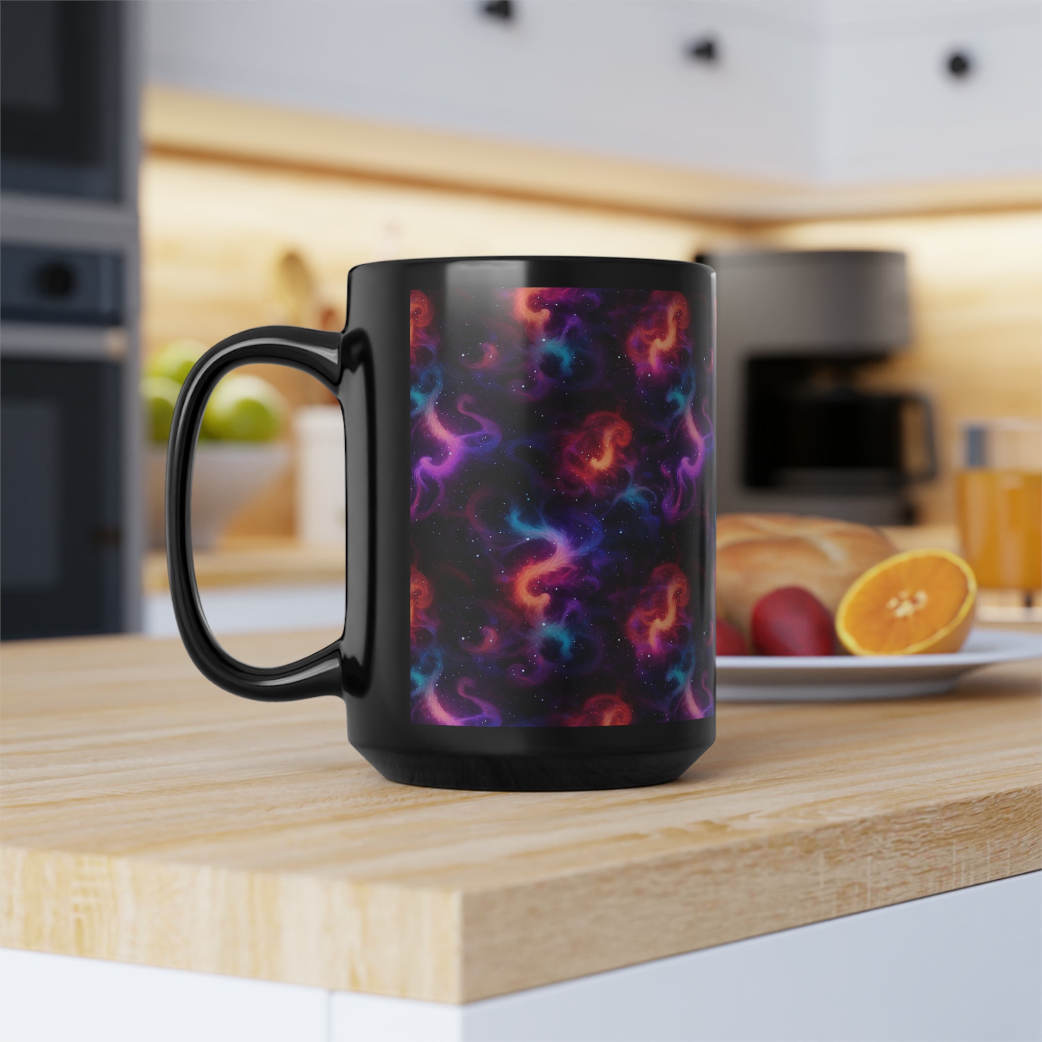 Black Mug, 15oz (AOP) - Fantasy Galaxies 04