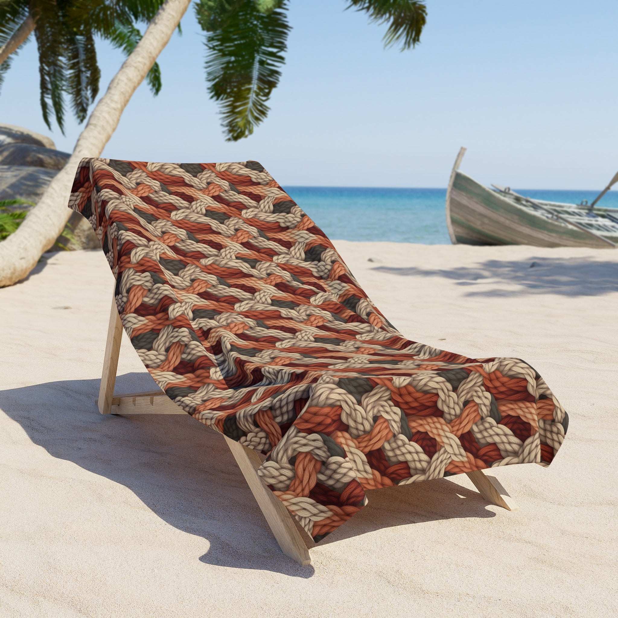 Beach Towel (AOP) - Seamless Knit Art Design 06