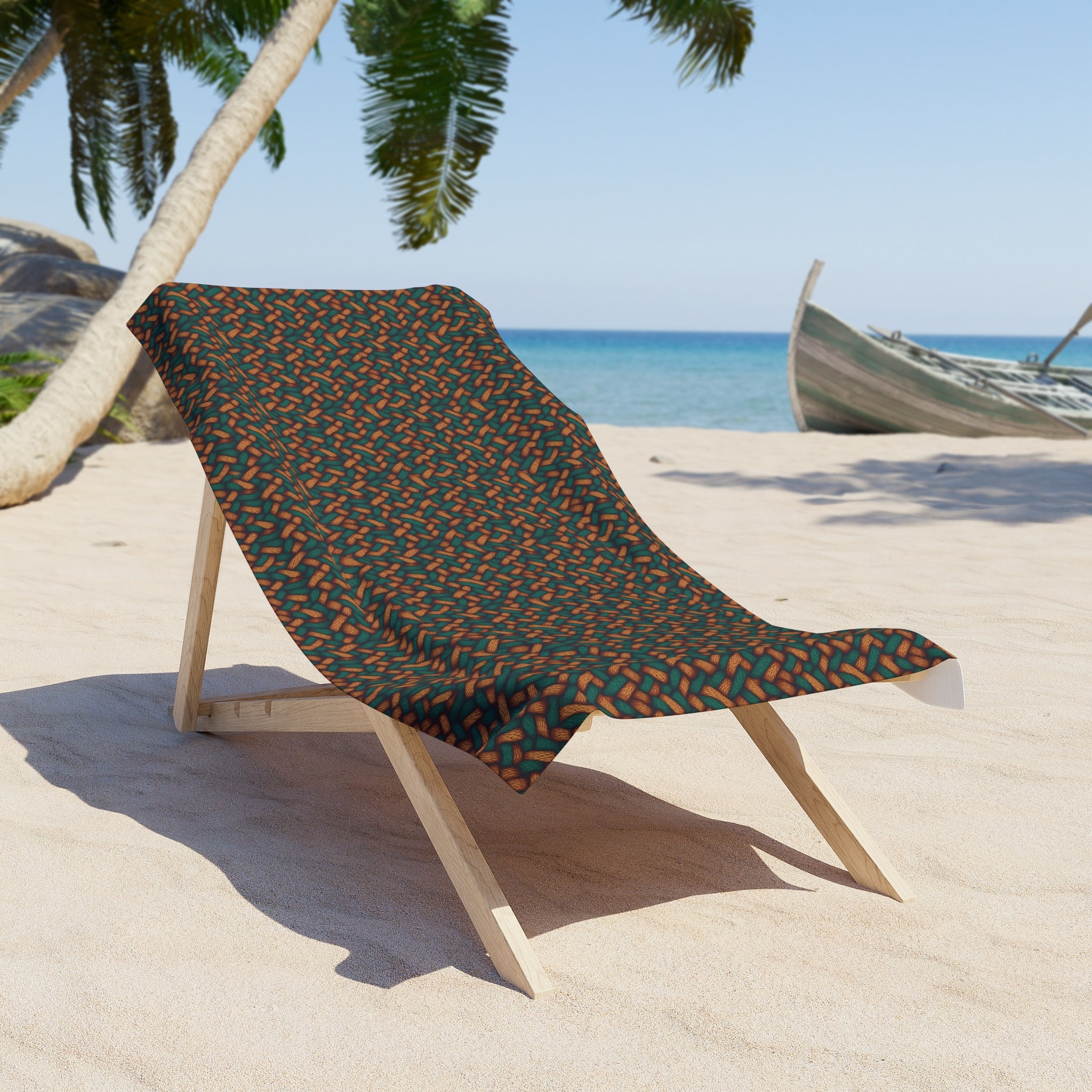 Beach Towel (AOP) - Seamless Knit Art Design 09