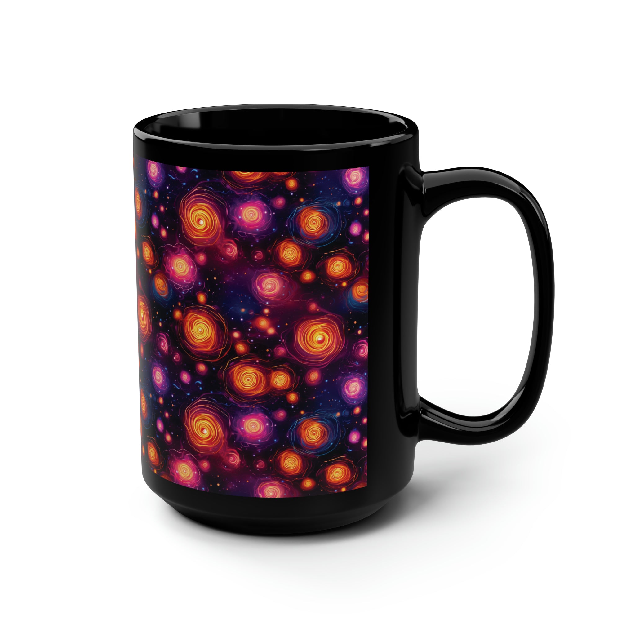 Black Mug, 15oz (AOP) - Fantasy Galaxies 07