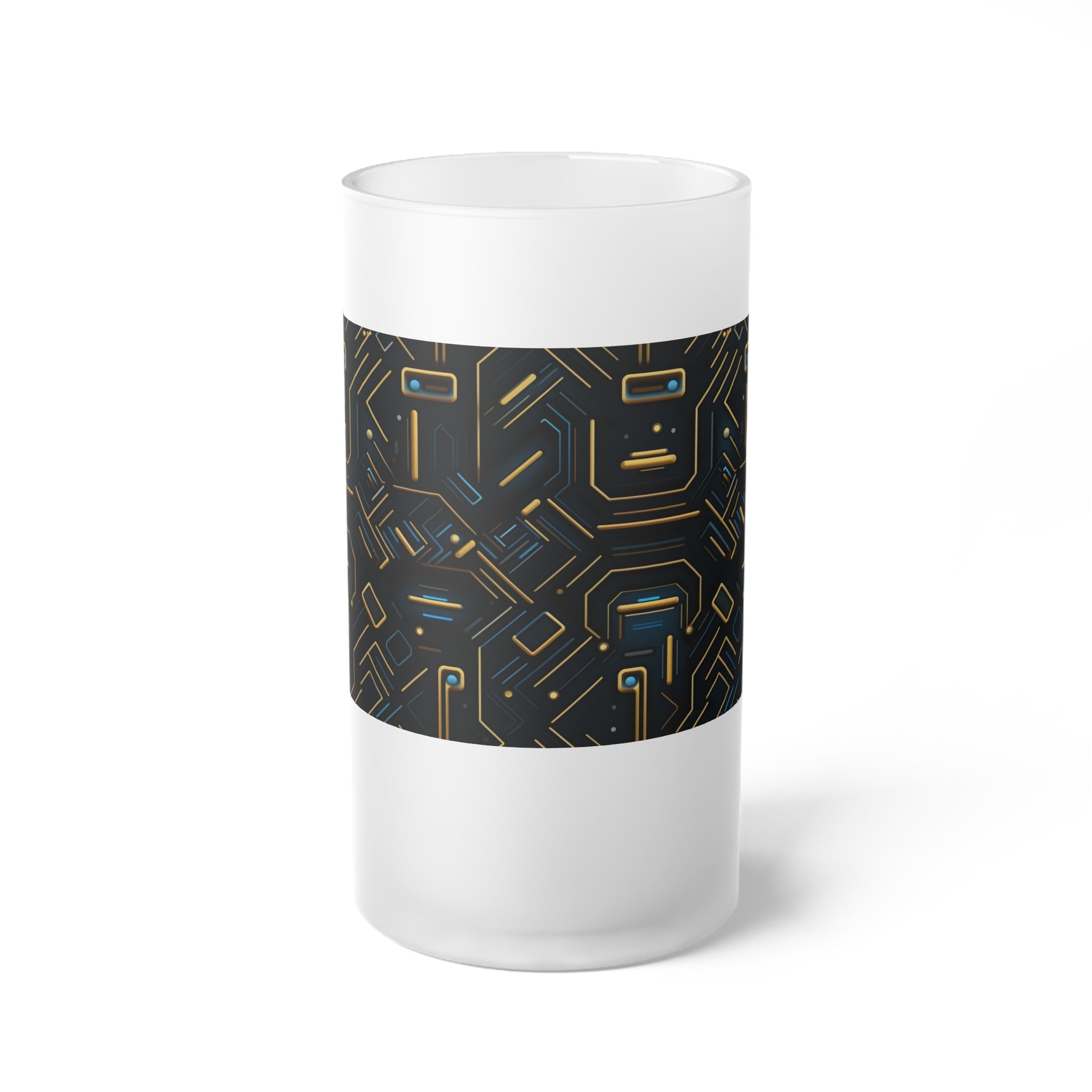 Frosted Glass Beer Mug (AOP) - Seamless Futuristic Designs 05