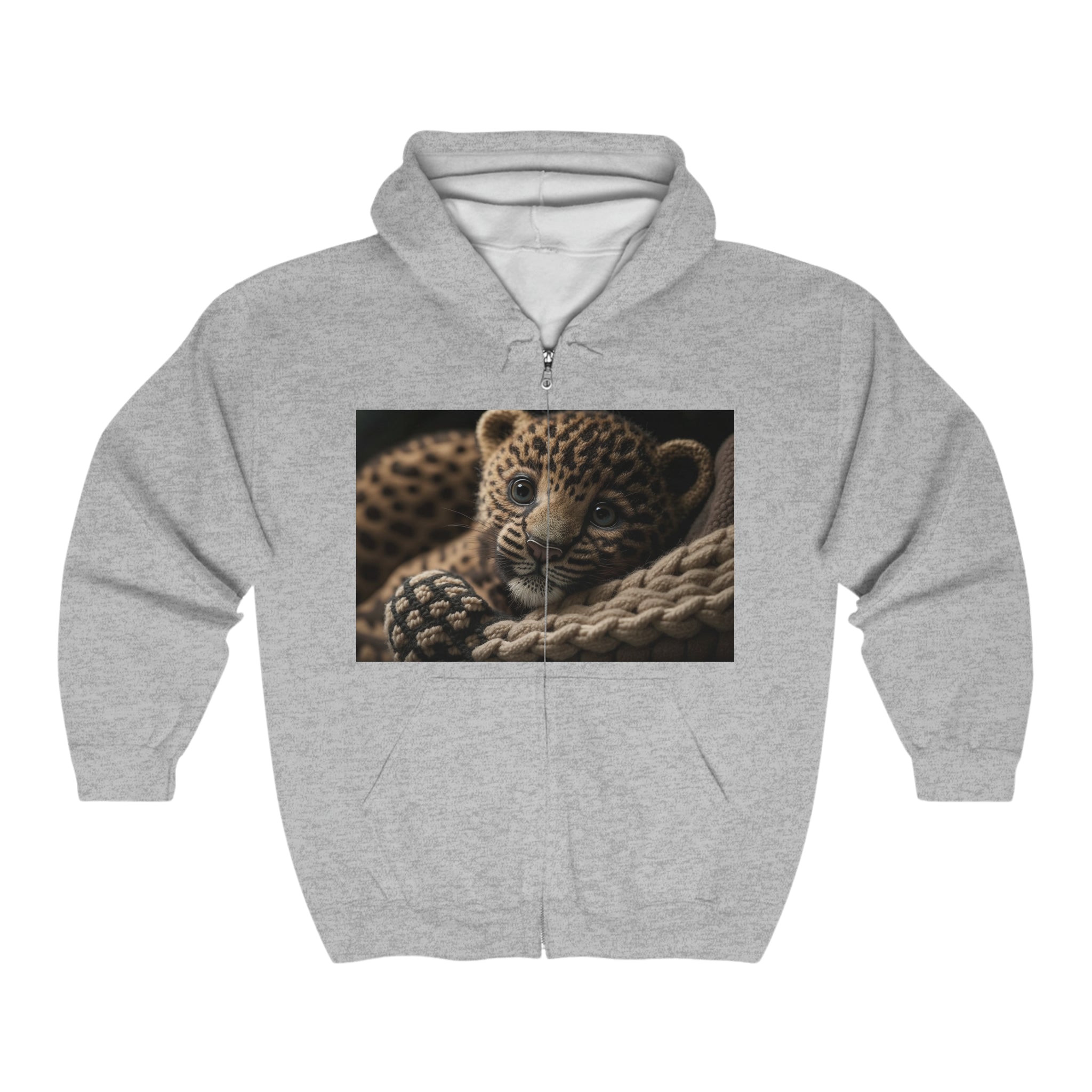 Unisex Heavy Blend™ Full Zip Hooded Sweatshirt - Baby Animals - Jaguar