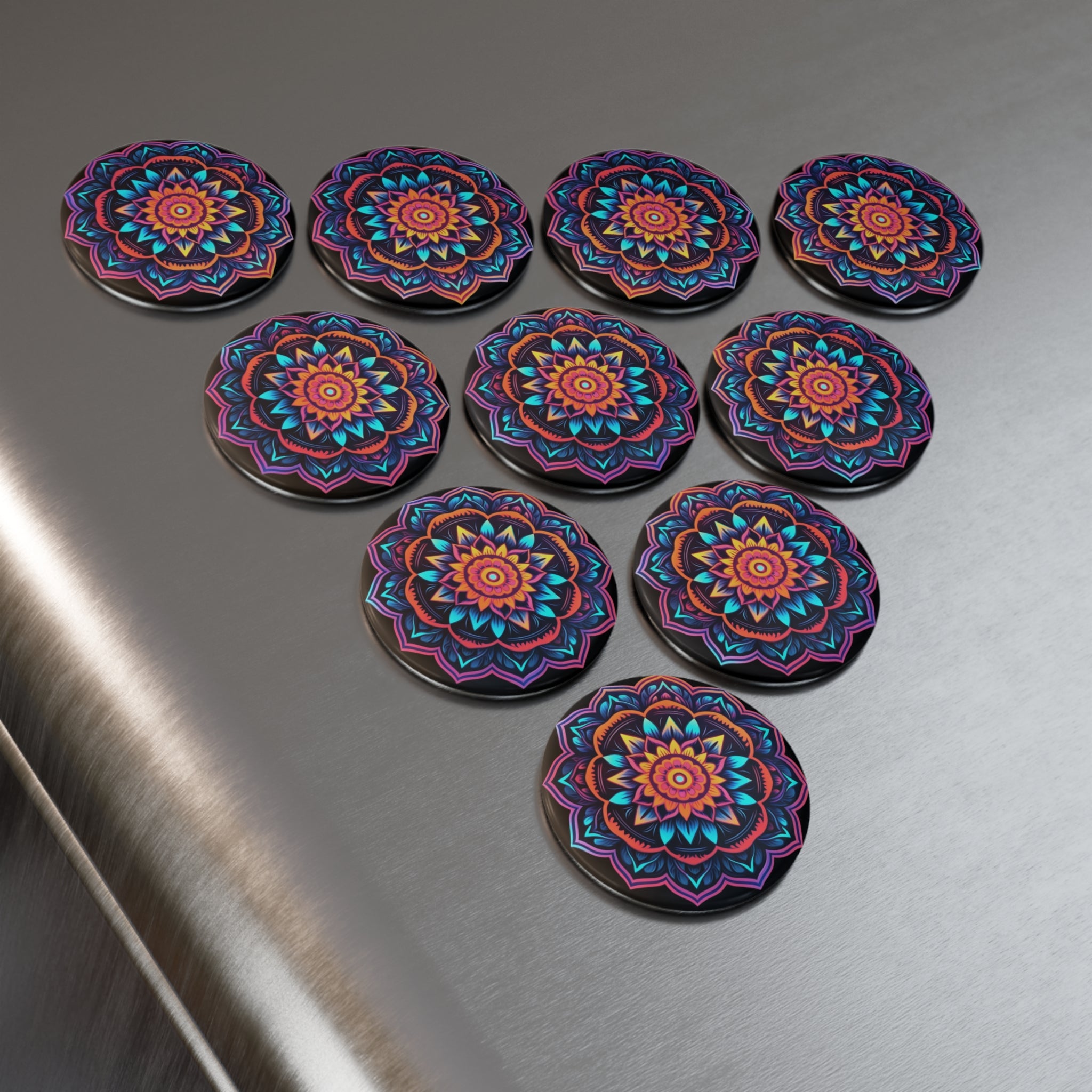 Button Magnet, Round (1 & 10 pcs) - Mandalas 26