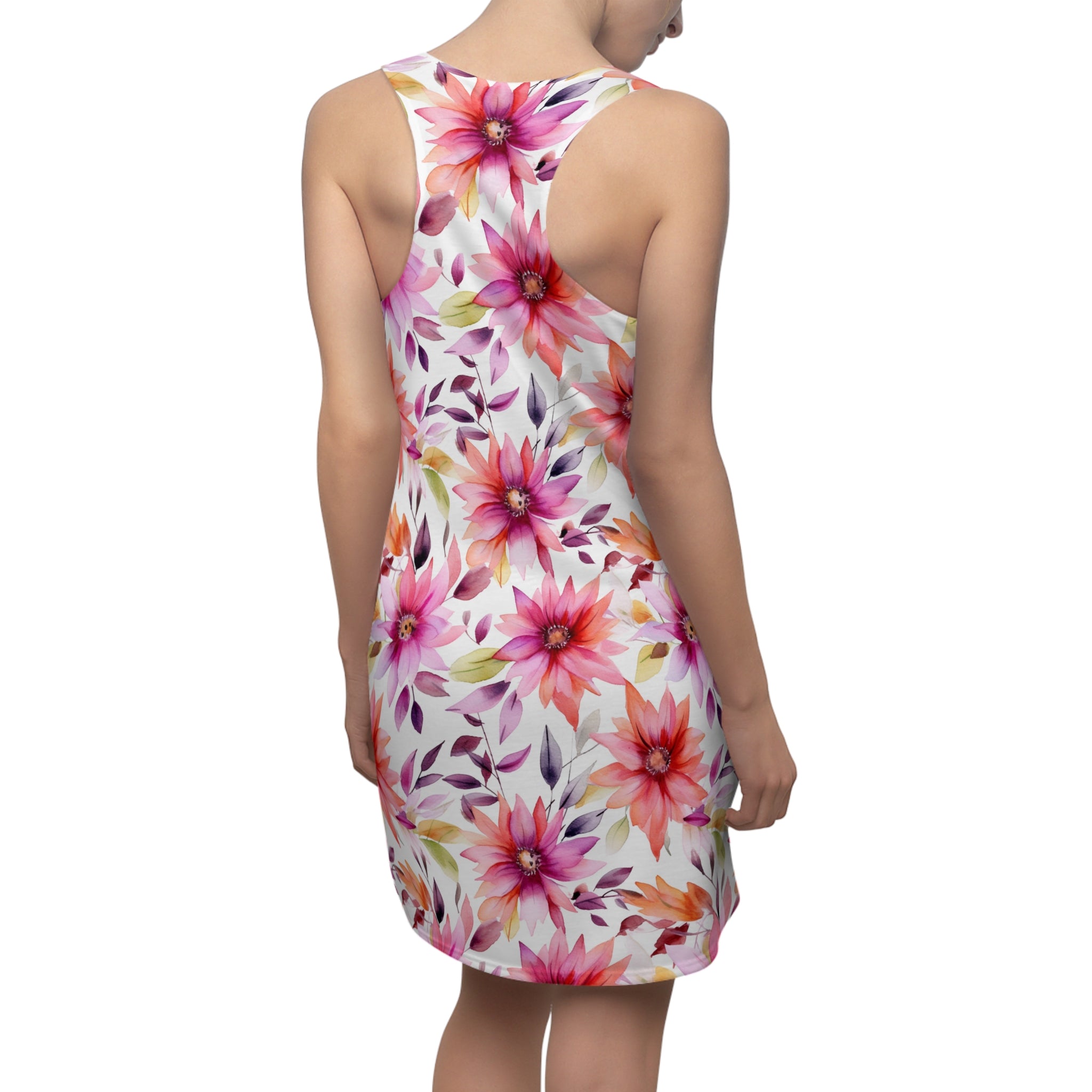 Women's Cut & Sew Racerback Dress (AOP) - Seamless Flower Watercolor Designs 01