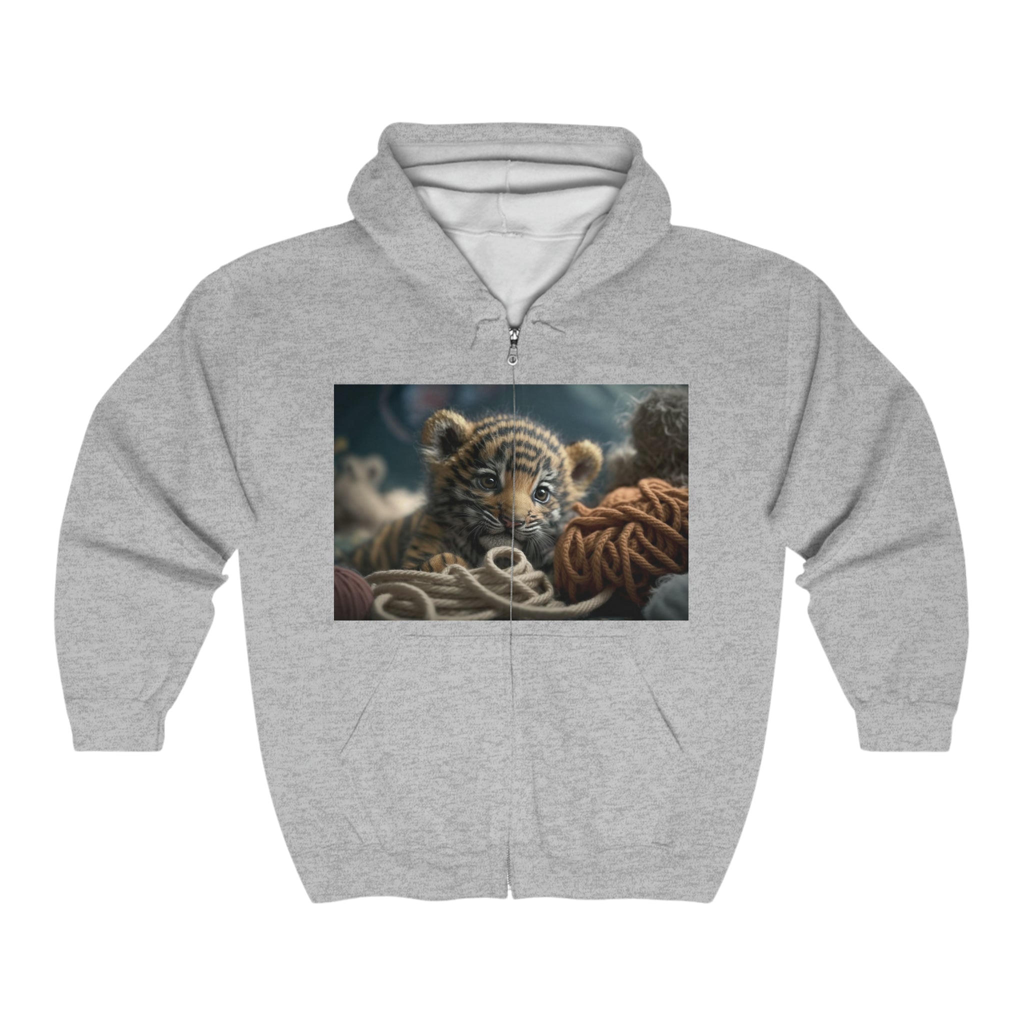 Unisex Heavy Blend™ Full Zip Hooded Sweatshirt - Baby Animals - Tiger