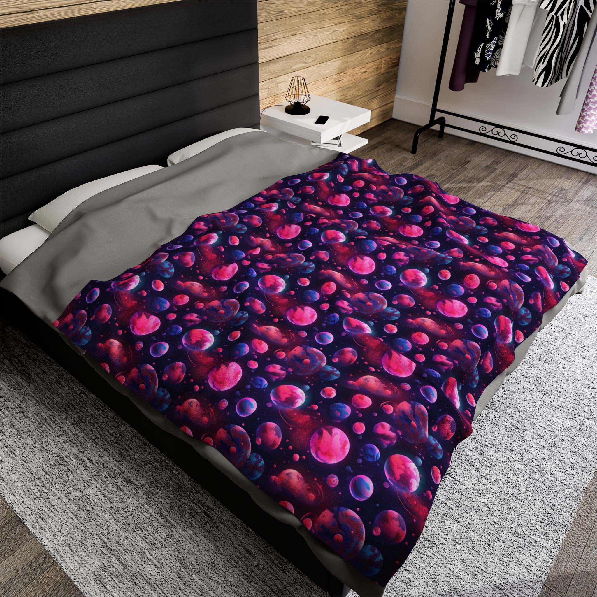 Velveteen Plush Blanket (AOP) - Fantasy Galaxies 09