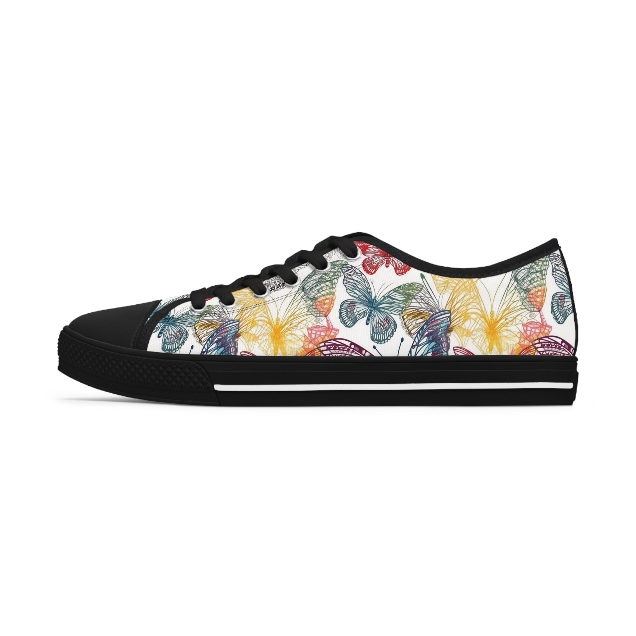 Women's Low Top Sneakers (AOP) - Seamless Butterfly Designs 05