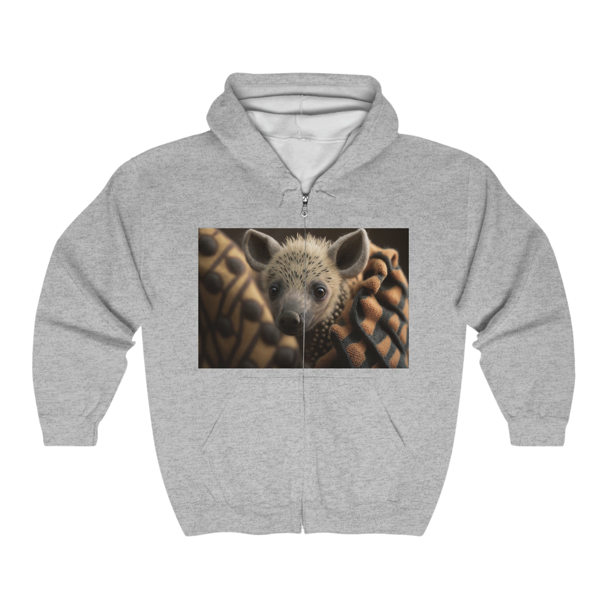 Unisex Heavy Blend™ Full Zip Hooded Sweatshirt - Baby Animals - Hyena