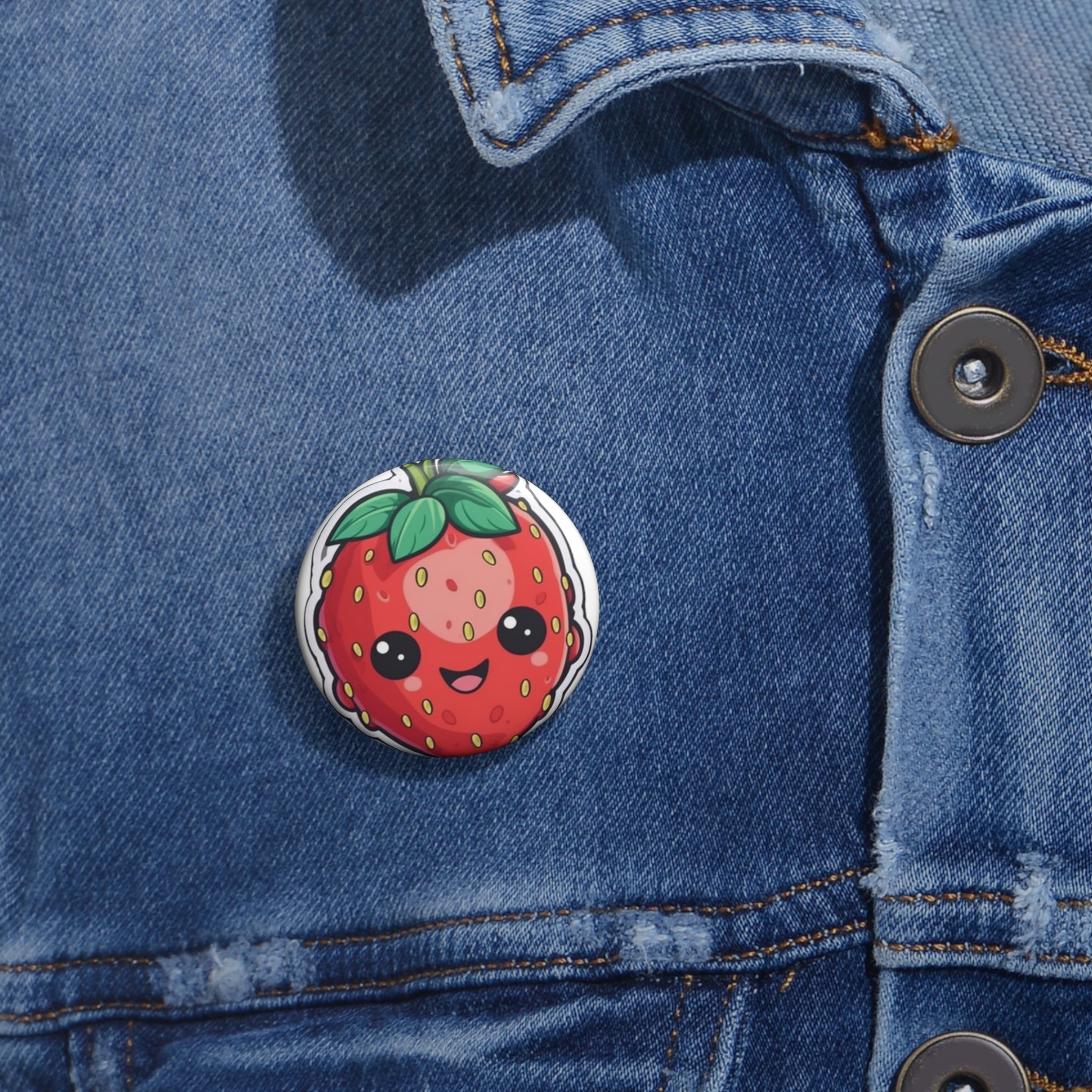 Custom Pin Buttons - Strawberry