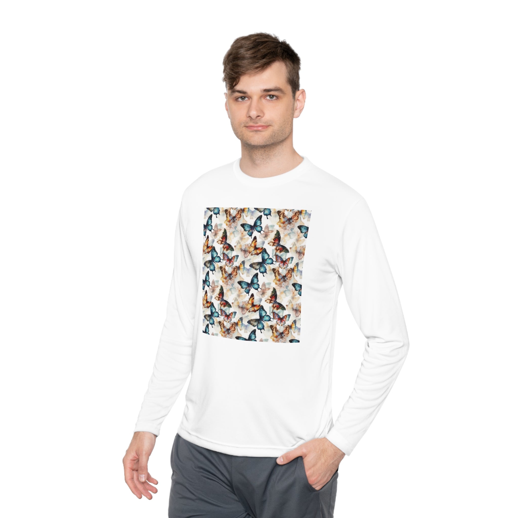 Unisex Lightweight Long Sleeve Tee (AOP) - Abstract Designs 08