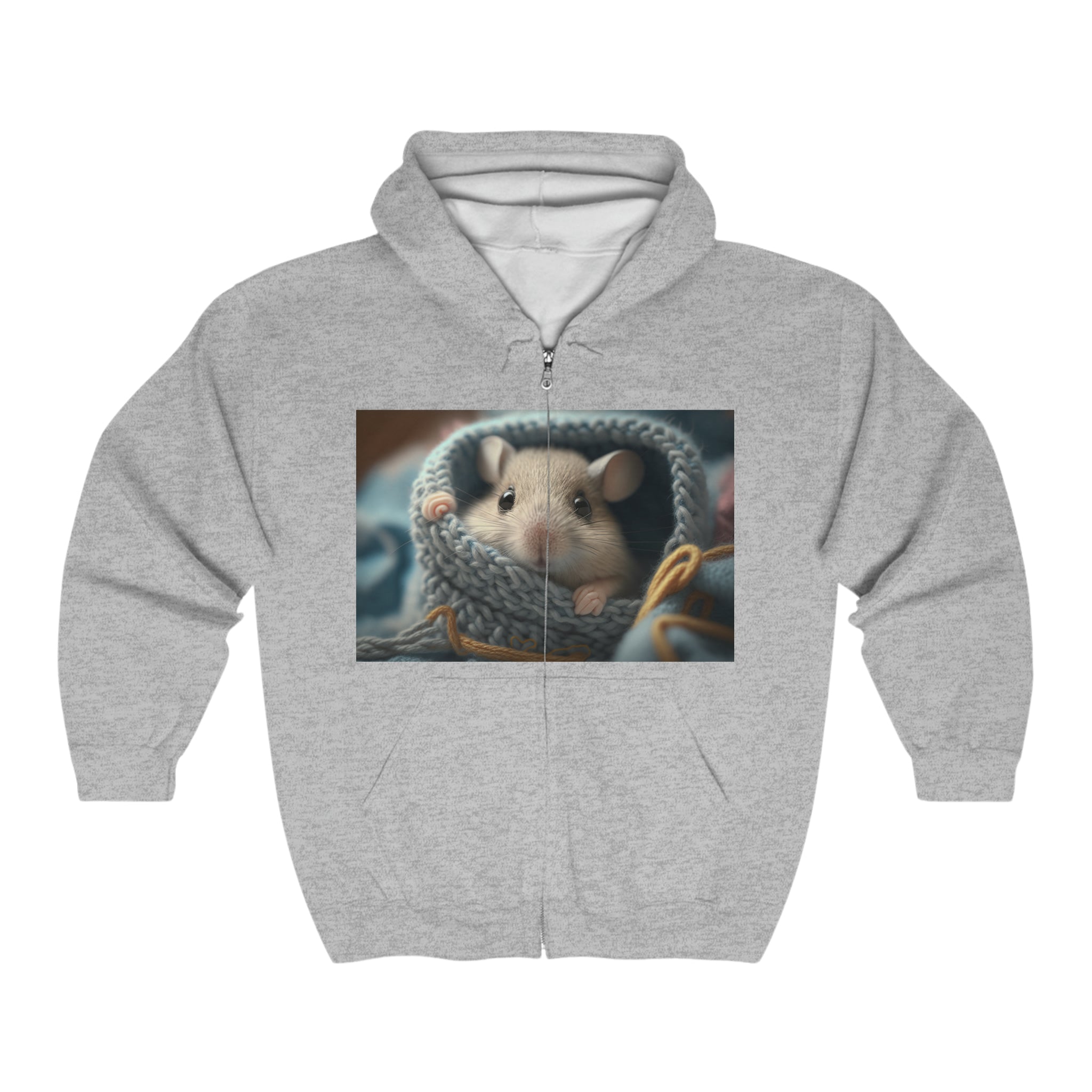 Unisex Heavy Blend™ Full Zip Hooded Sweatshirt - Baby Animals - Mouse