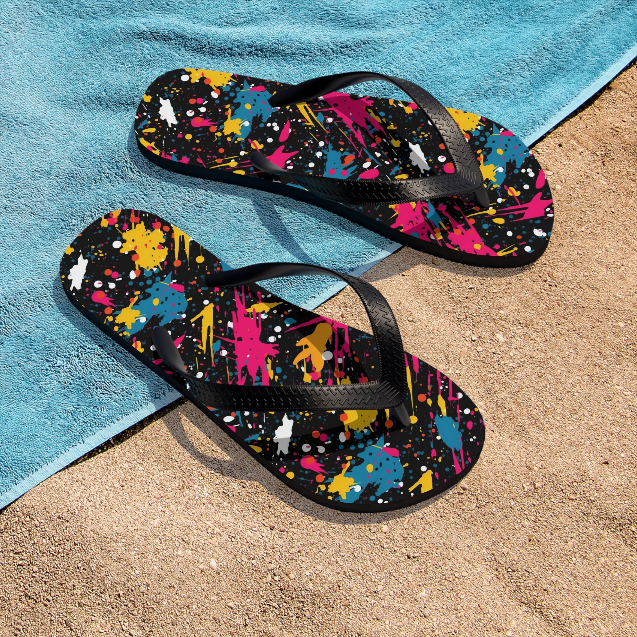 Unisex Flip-Flops (AOP) - Seamless Color Splatter Designs 10