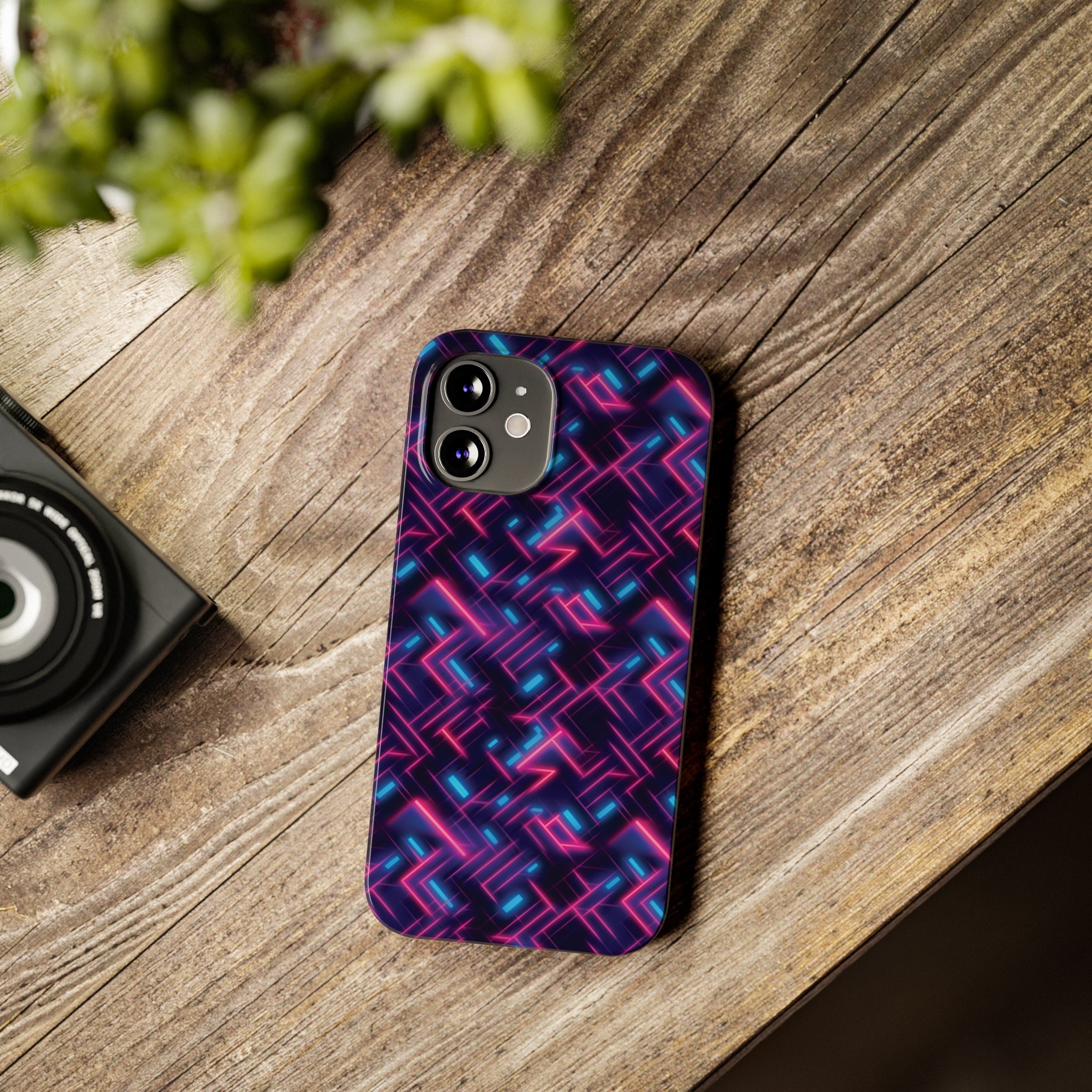 Slim Phone Cases (AOP) - Seamless Synthwave Designs 02