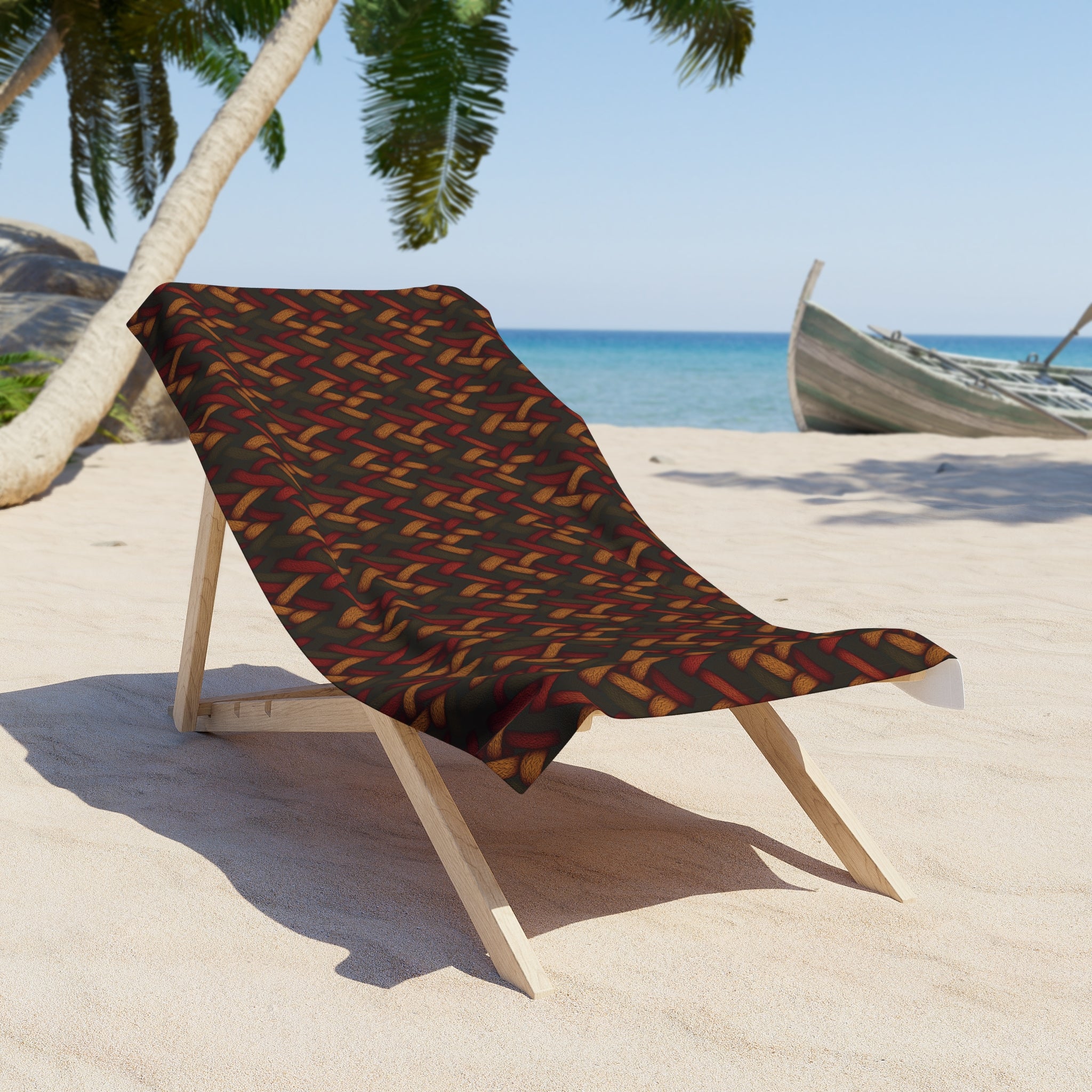 Beach Towel (AOP) - Seamless Knit Art Design 08