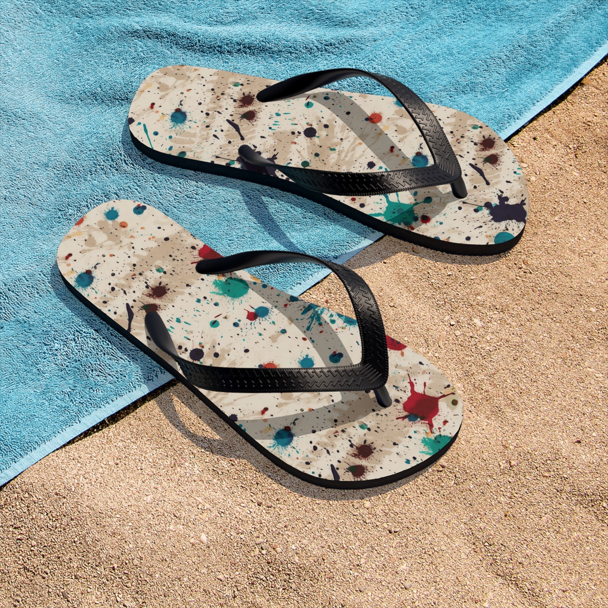 Unisex Flip-Flops (AOP) - Seamless Color Splatter Designs 07