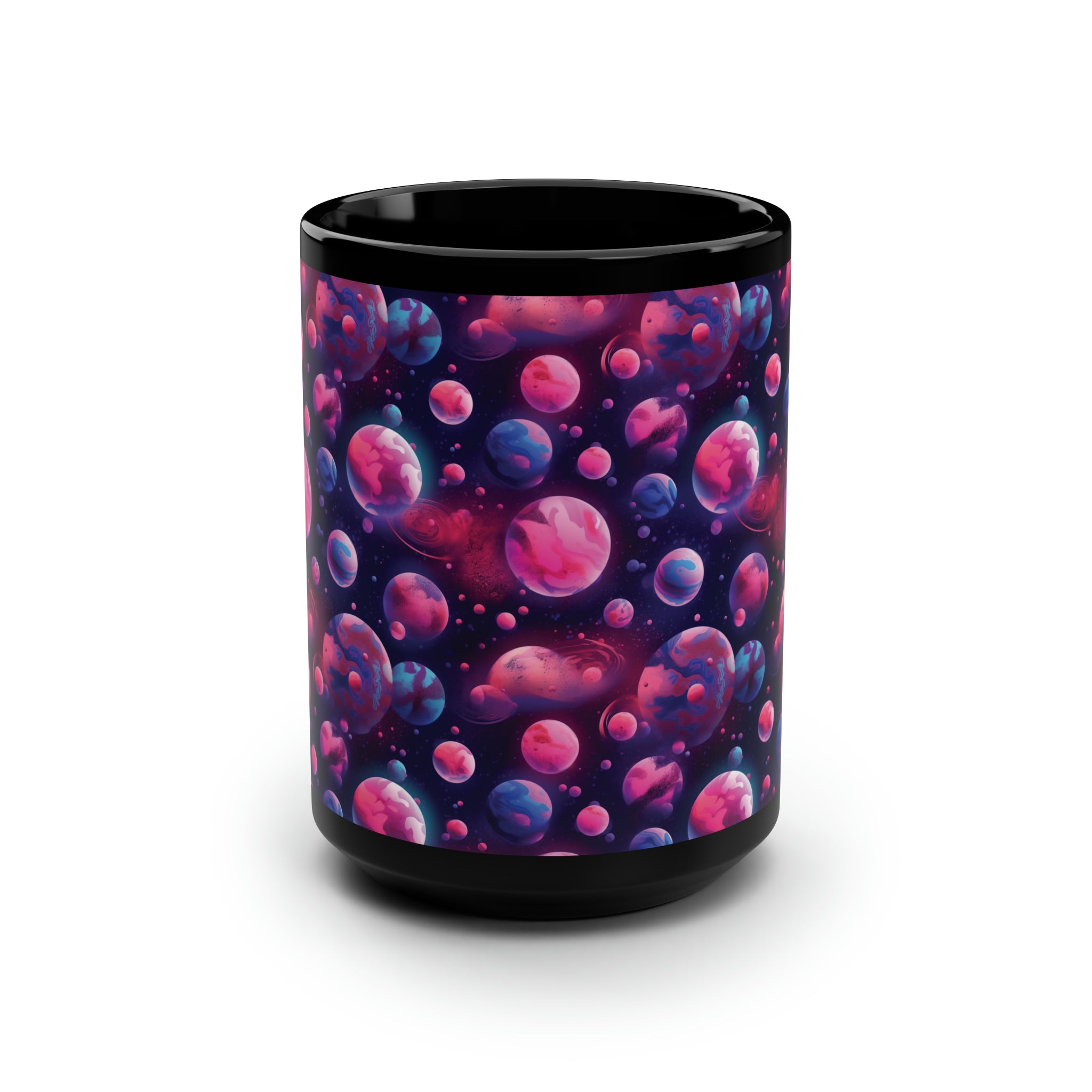 Black Mug, 15oz (AOP) - Fantasy Galaxies 09