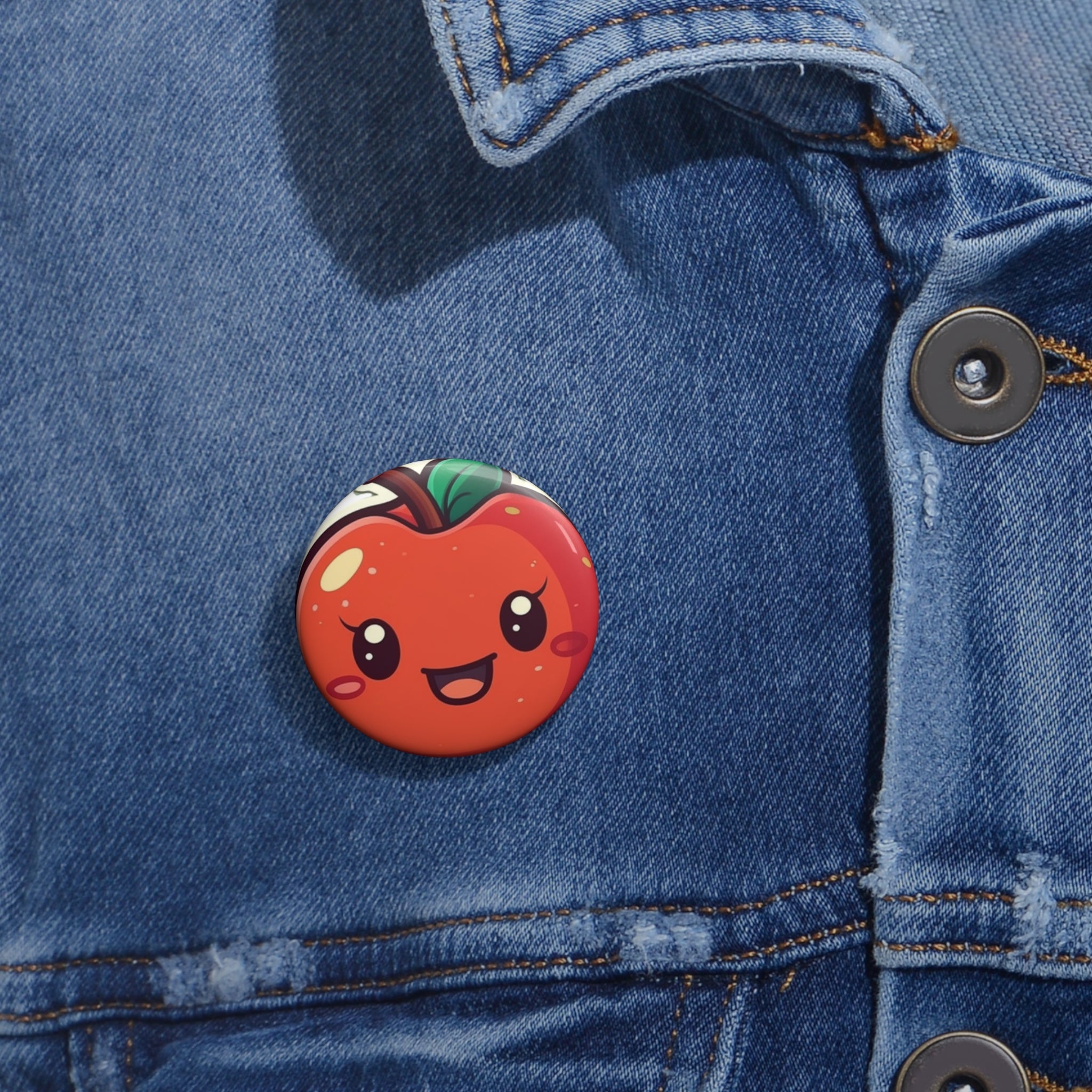 Custom Pin Buttons - Red Apple