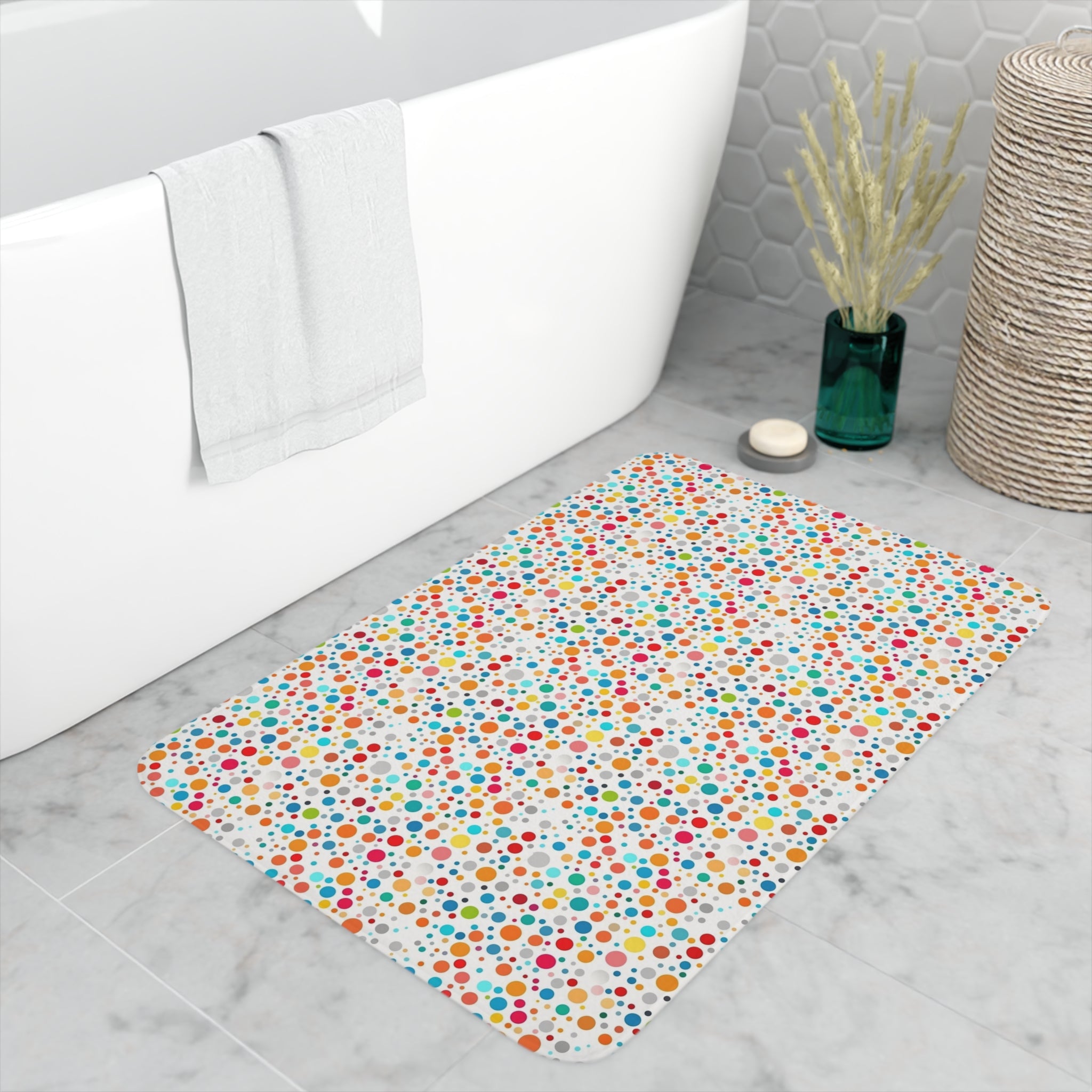 Memory Foam Bath Mat (AOP) - Seamless Polka Dots Designs